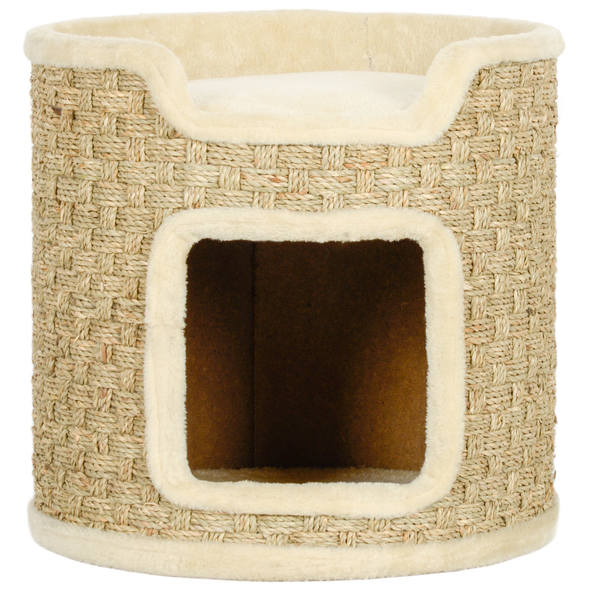 Kradsetræ Til Katte, Lege  Og Afslapningsområde, Plys, 38 X 37h Cm, Khaki Beige, Op Til 5 Kg Black Friday Aosom Tilbud