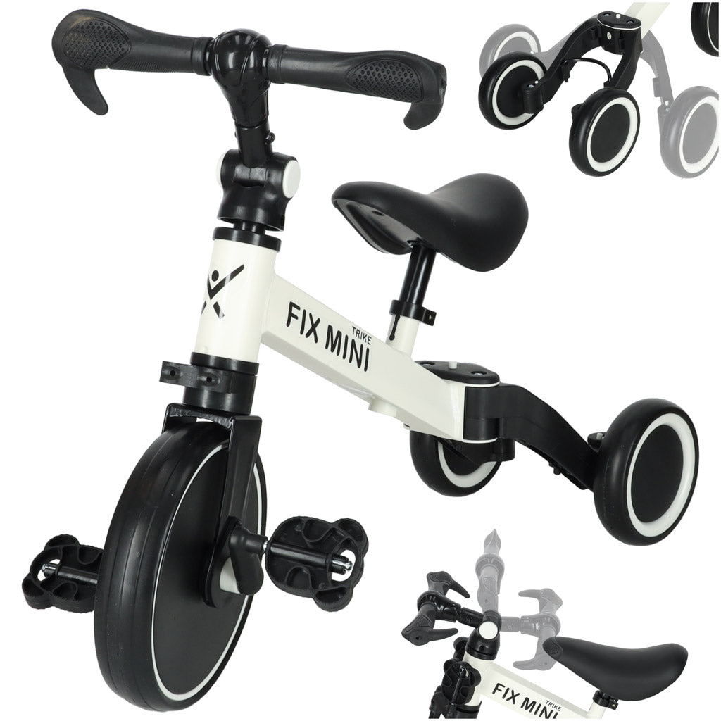 Trike Fix Mini Cross Country Trehjulet Cykel 3 I 1 Med Pedaler Hvid Black Friday Ikonka Tilbud