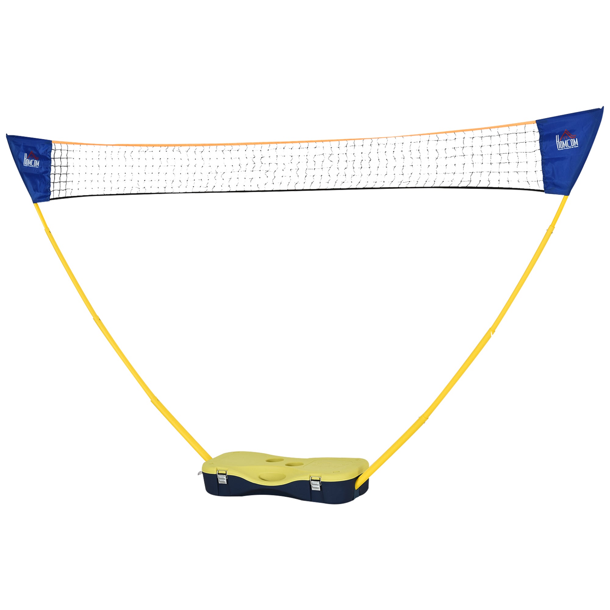 Badmintonnet Med Stativ, Badmintonnetstativ, Bærbart Netstativ, Badmintonnet Med 4 Badmintonketchere, Udendørssport, Gul+blå, 286 X 33 X 157 Cm Black Friday Aosom Tilbud