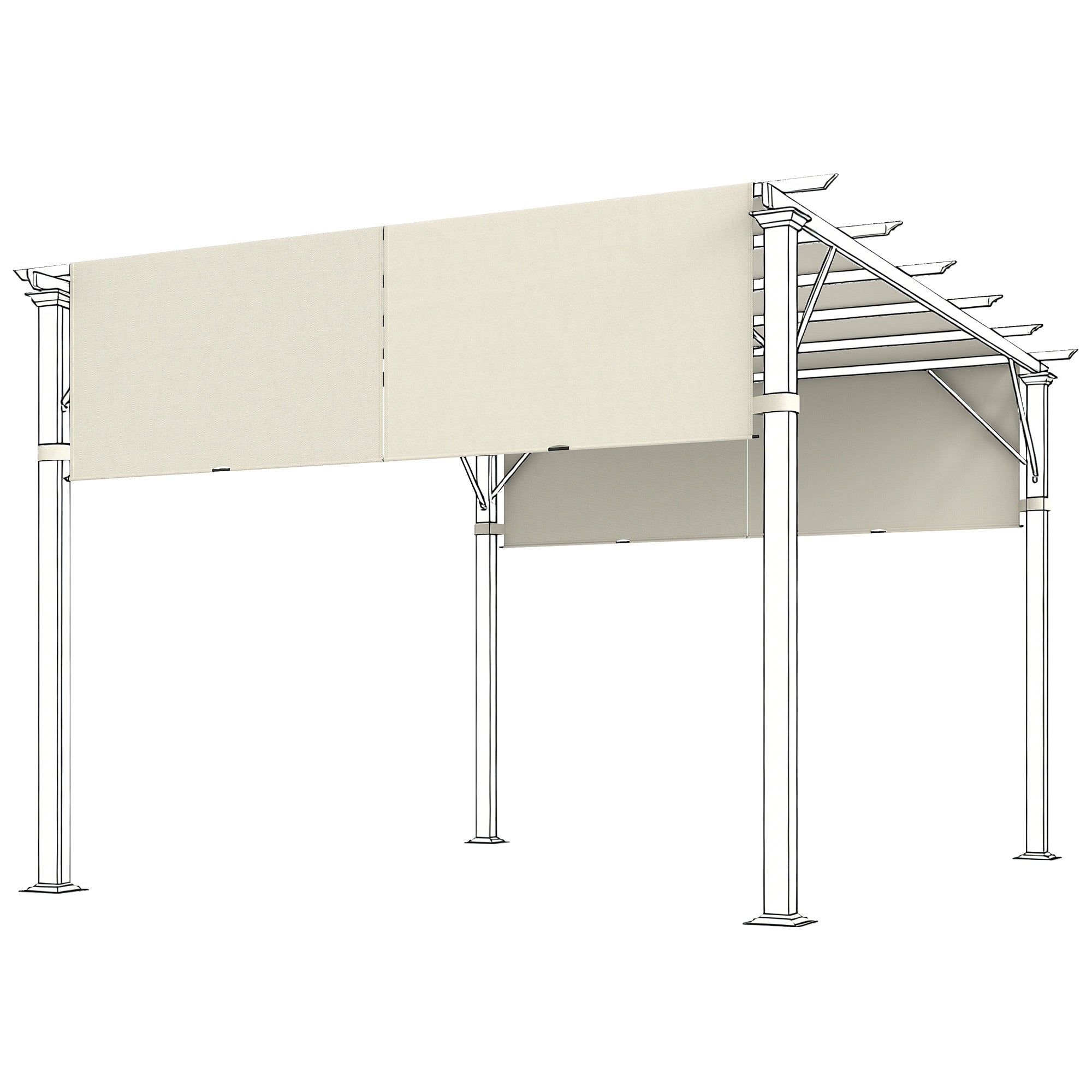 Udskiftningstag Til Pergola Med Uv Beskyttelse, Solskærm Til Terrassetag Til 3 X 3 M Pavillon, Cremehvid Black Friday Aosom Tilbud