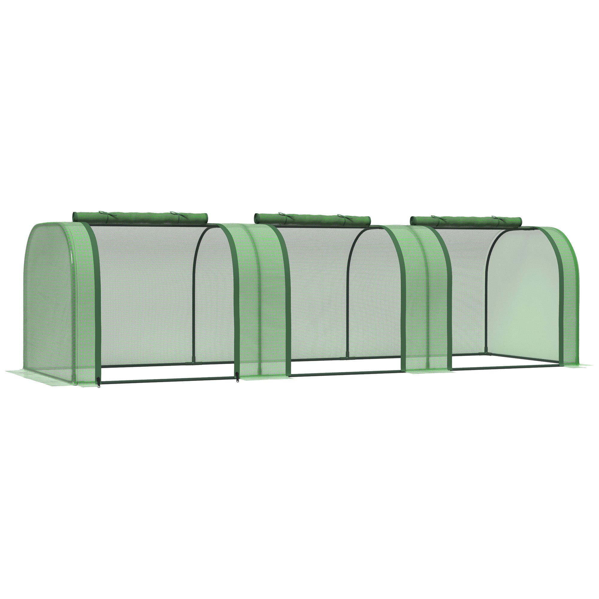 Foliedrivhus, Tre Rulleporte, Robust Presenning, Stålramme, Grøn, 2,95 X 1 X 0,8 M Black Friday Aosom Tilbud