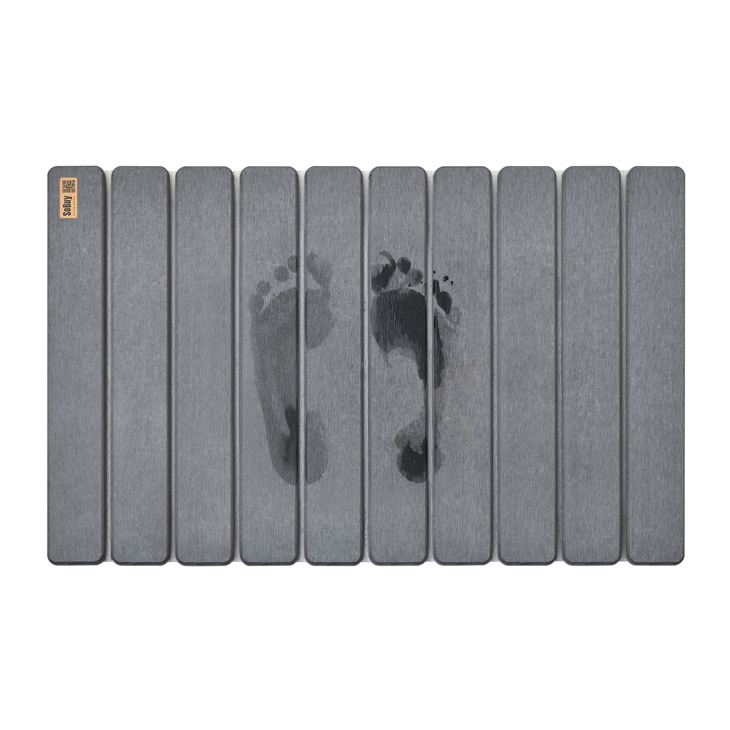 Naturlig Og Sikker Badeværelsesmåtte, Grå (b59 X D39 X H1 Cm) Black Friday Sobuy Tilbud