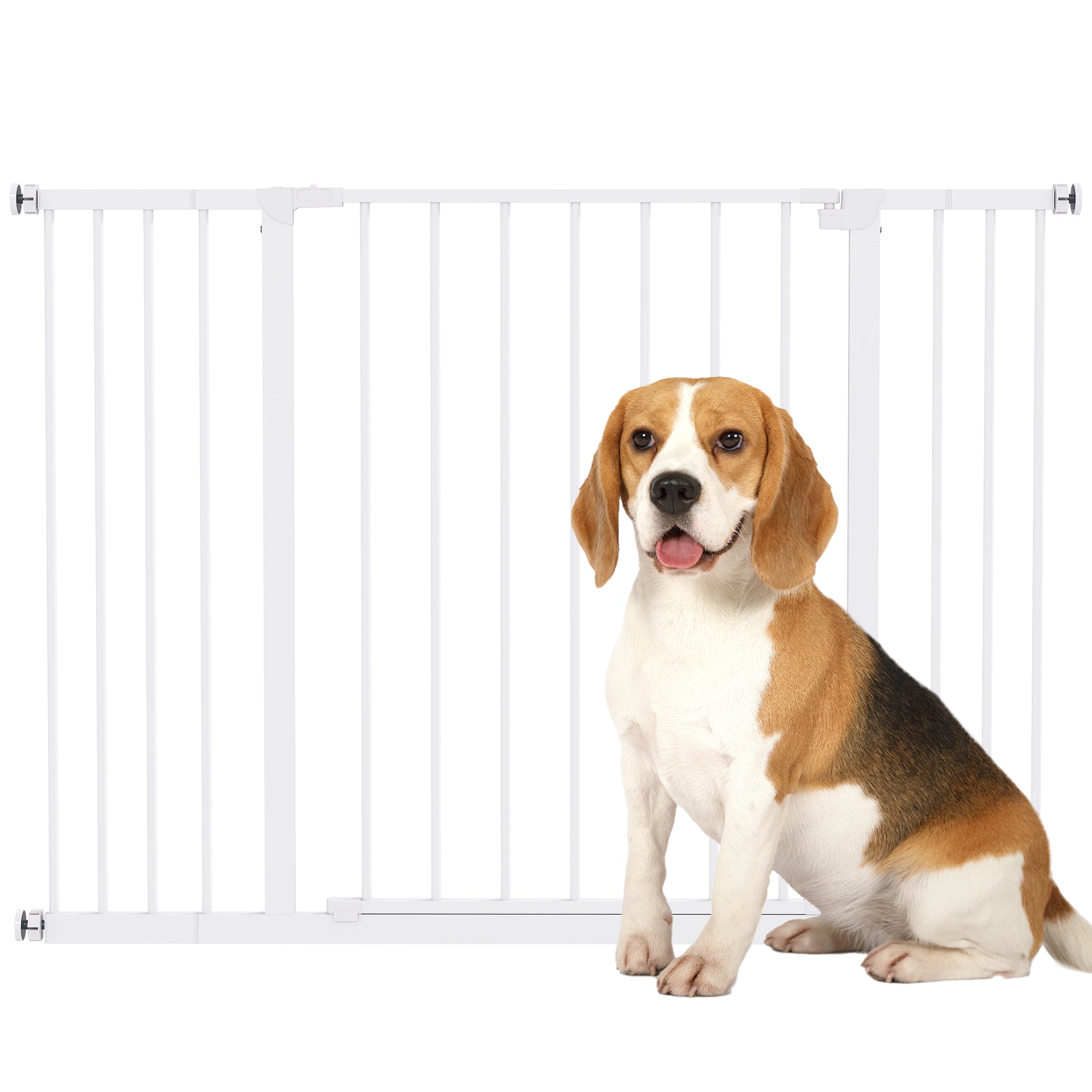 Dørsikkerhedslåge, Trappesikkerhedslåge Uden Boring, Hundebarrierer, Kæledyrssikkerhedslåge, Hundegitter, Klemmemontering, Metal, Hvid, 76 107 X 76 Cm Black Friday Aosom Tilbud