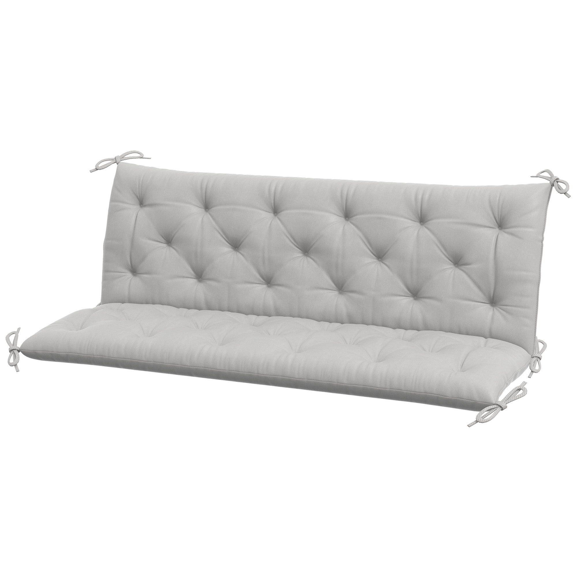 3 Personers Bænkehynde 150x98x8 Cm Med Stropper, Bænkehynde Til Havemøbler Og Verandagynge, Lysegrå Black Friday Aosom Tilbud
