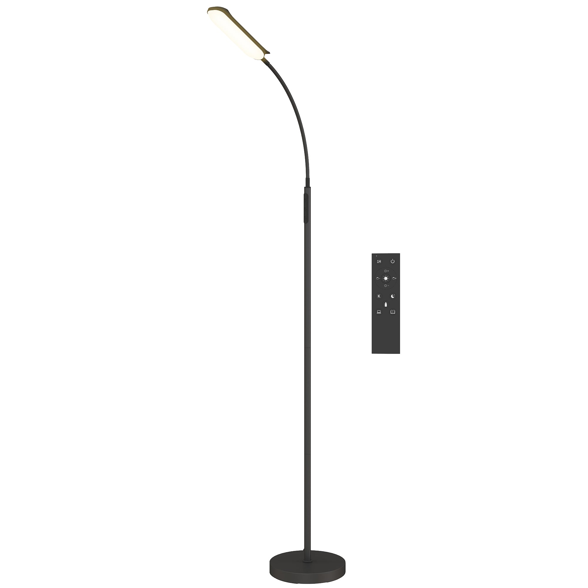 Led Gulvlampe, 5 Tilstande, Hukommelsesfunktion, Justerbar Lysstyrke, Stål, Sort Black Friday Aosom Tilbud