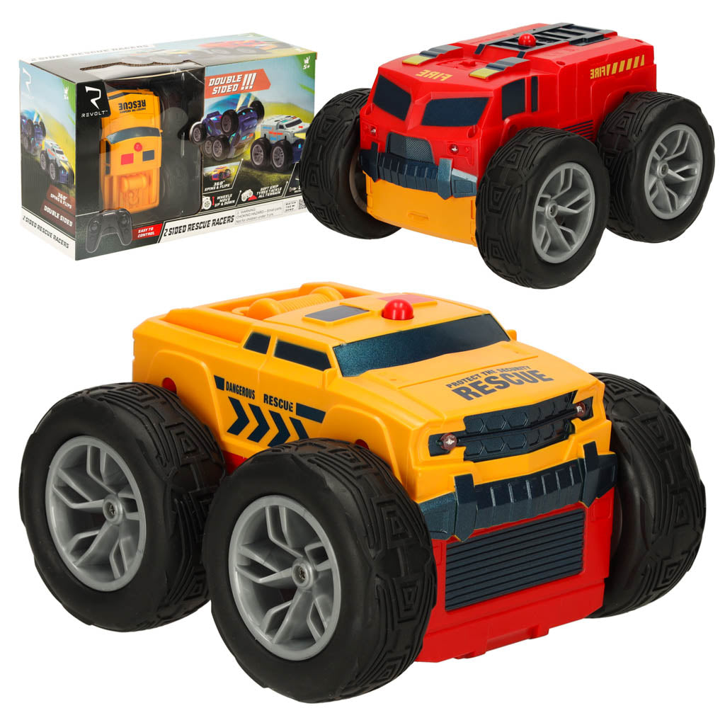 Rc Revolt 2 Sided Rescue Racer Fjernbetjent Bil Blå Black Friday Ikonka Tilbud