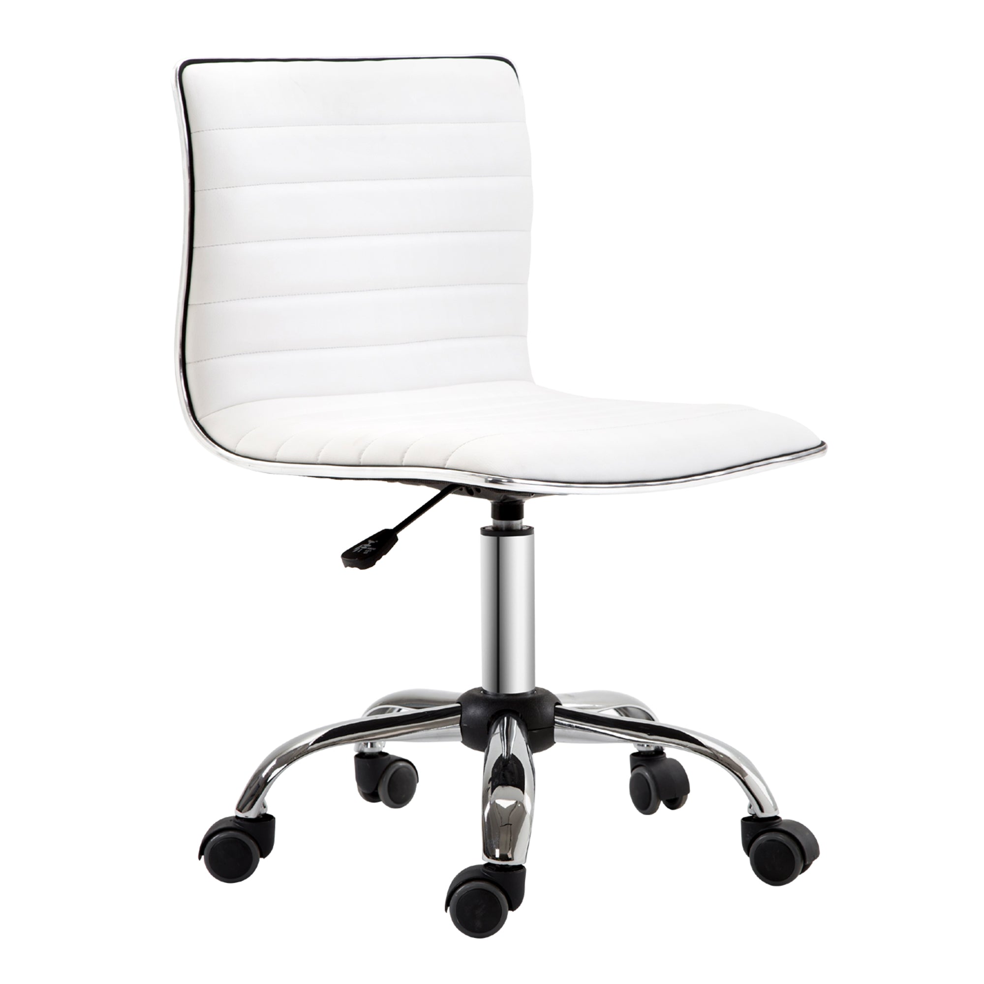 Frisørstol, Salonstol Med Ryglæn, Højdejusterbar, Stål Pu, Hvid, 48 X 52 X 78 90 Cm Black Friday Aosom Tilbud