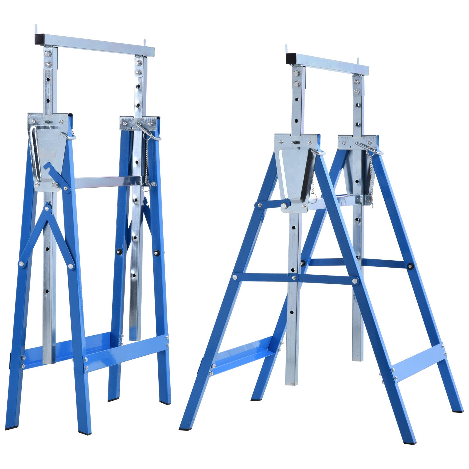 2 X Stilladsbukke, Foldbar Bukke, Højdejusterbar Op Til 200 Kg, Stålblå, 68 X 58 X 80 130 Cm Black Friday Aosom Tilbud