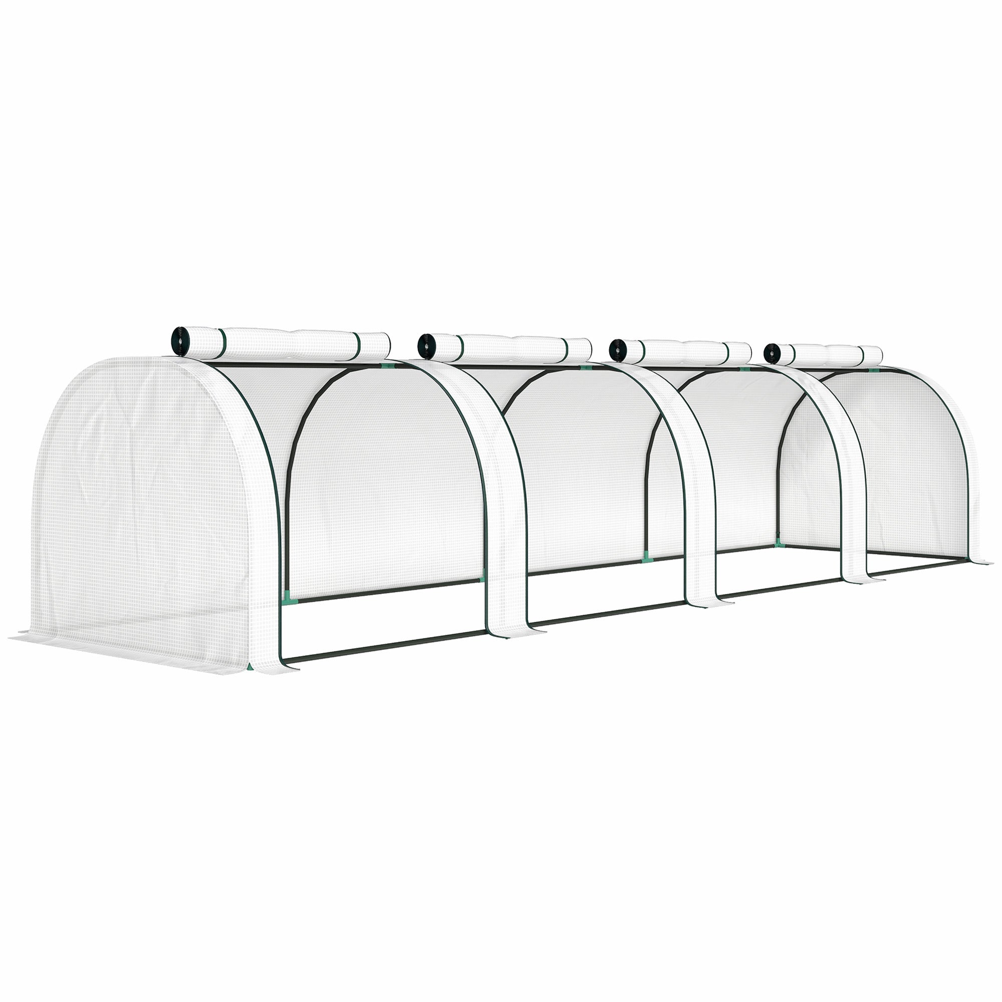 Drivhus, Vintersikkert Foliedrivhus Med Rulledør Med Lynlås 395 X 100 X 80 Cm Hvid Black Friday Aosom Tilbud