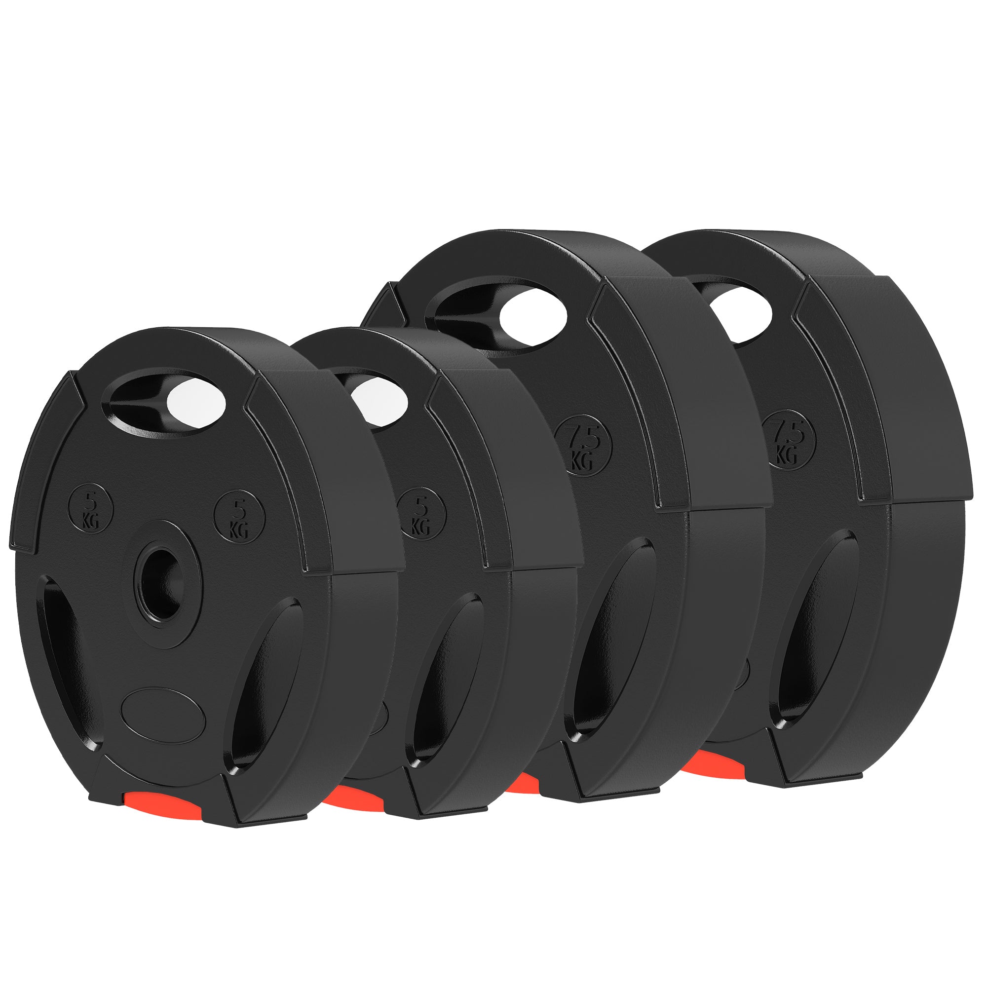 4 Delt Vægtskivesæt Til Træning, Fitnesscenter, Hjemmetræning, Styrketræning, 2 X 7,5 Kg Og 2 X 5 Kg, Sort Black Friday Aosom Tilbud
