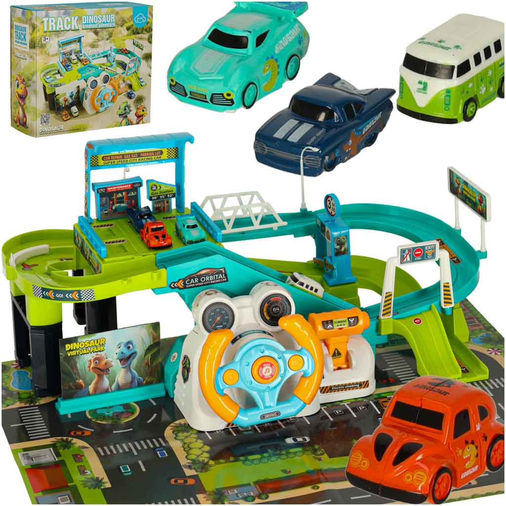 Bilbane Parkeringshus Dinosaur 4 Biler Black Friday Ikonka Tilbud
