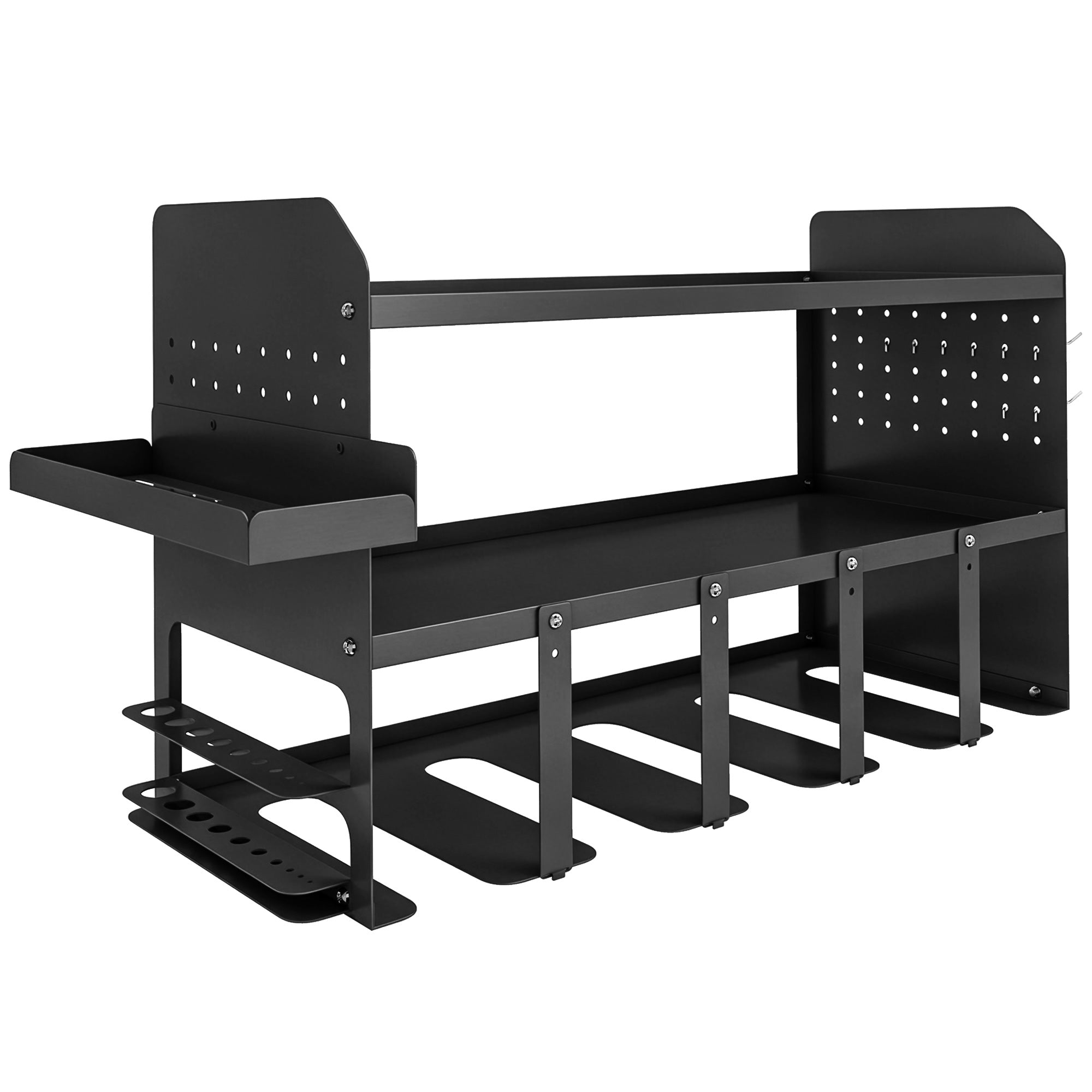 2 Lags Haveredskabsorganisator, Haveredskabsstativ Med Kroge, Siderum, Op Til 50 Kg, 61,8 X 23 X 32,7 Cm, Sort Black Friday Aosom Tilbud