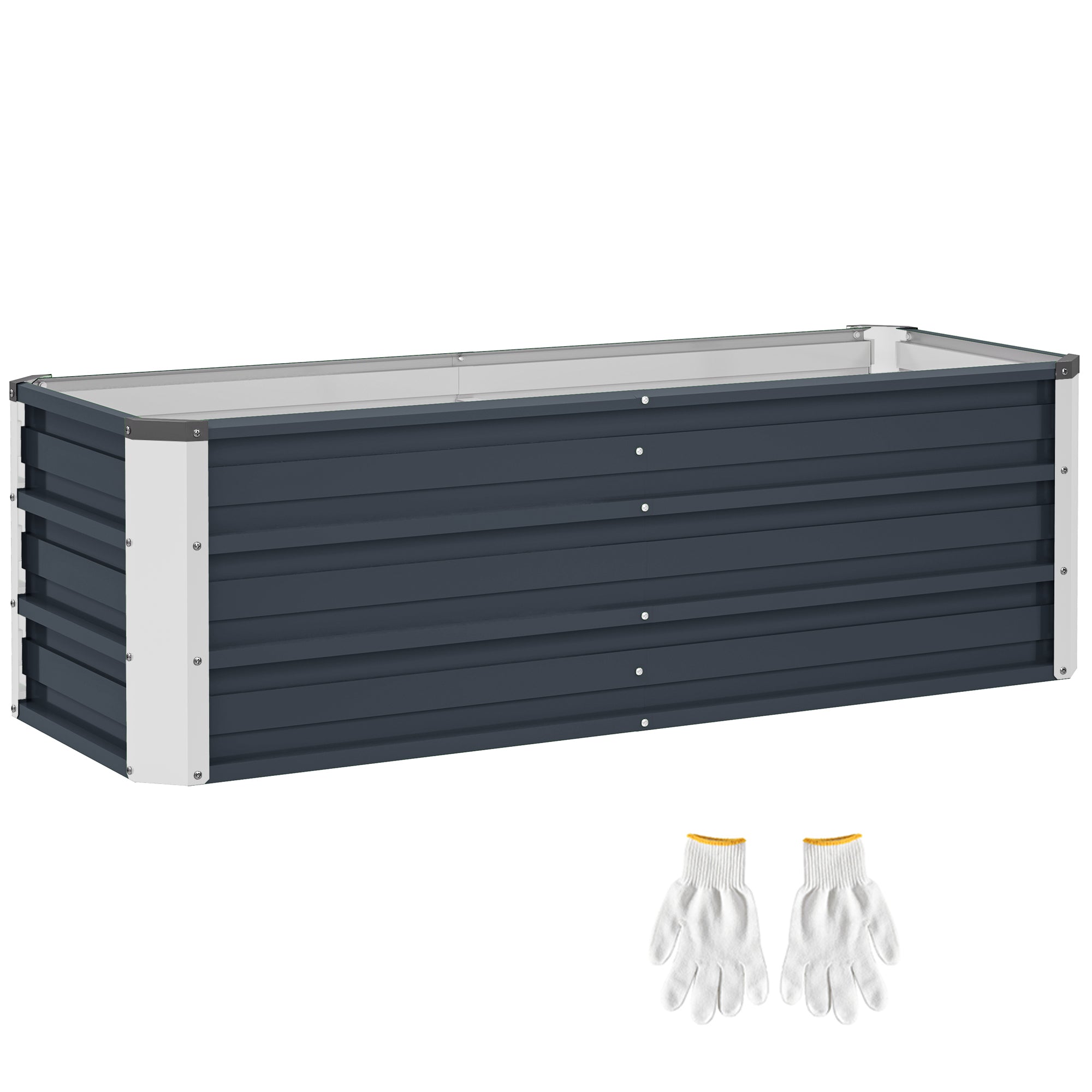 Hævet Havebed I Stål, Plantekasse, Blomsterkasse, Blomsterpotte Med Handsker, Trækulsgrå, 125 X 47 X 44 Cm Black Friday Aosom Tilbud