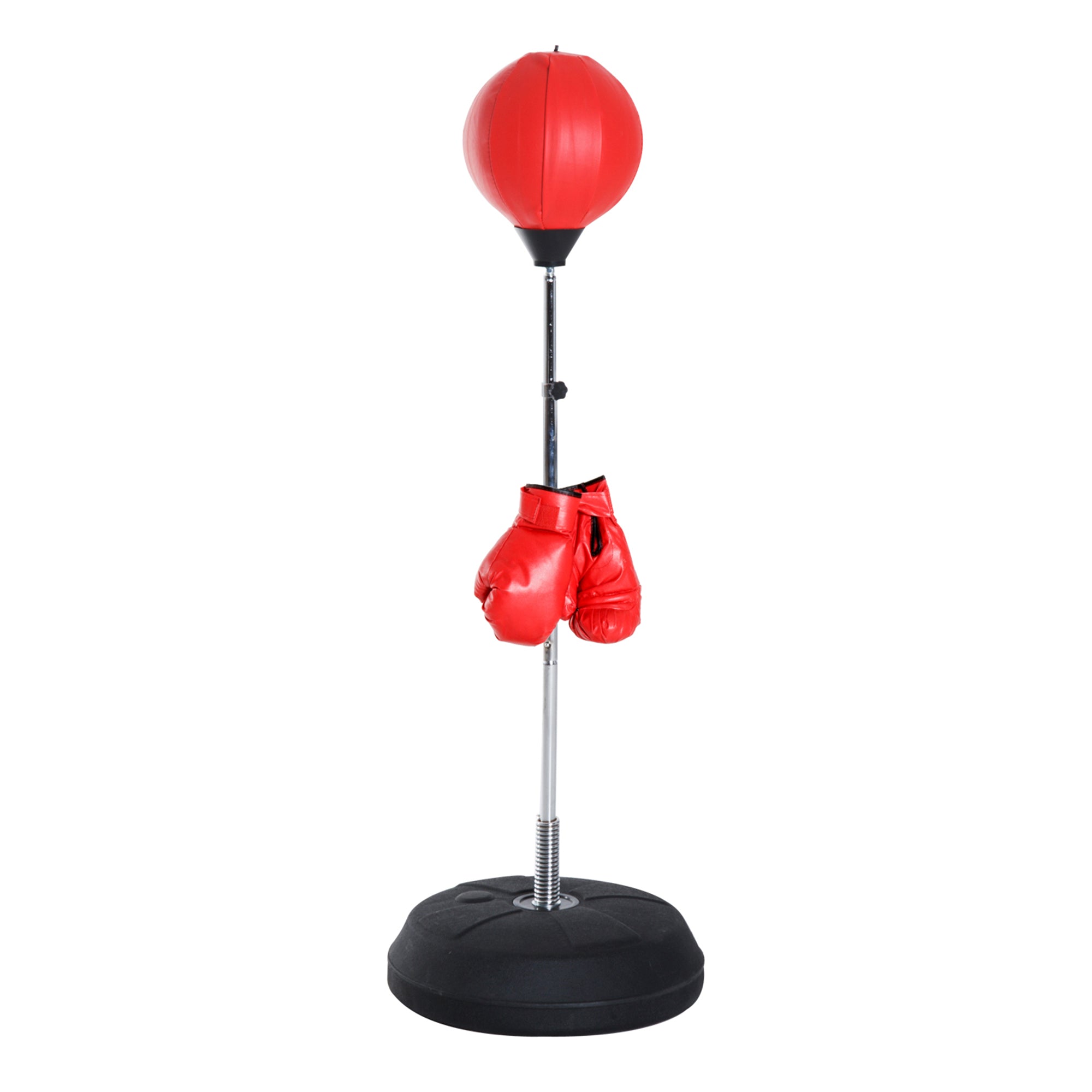 Boksesæt Med Boksebold, Højdejusterbar, Inklusive Boksehandsker, 126 144 Cm, Rød Black Friday Aosom Tilbud