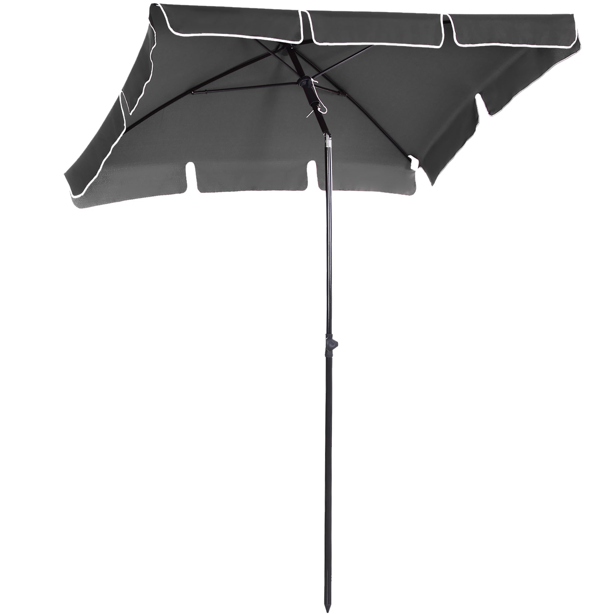 Parasol, Strandparasol, Haveparasol, Balkonparasol, Solsejl, Foldbar, Grå Black Friday Aosom Tilbud