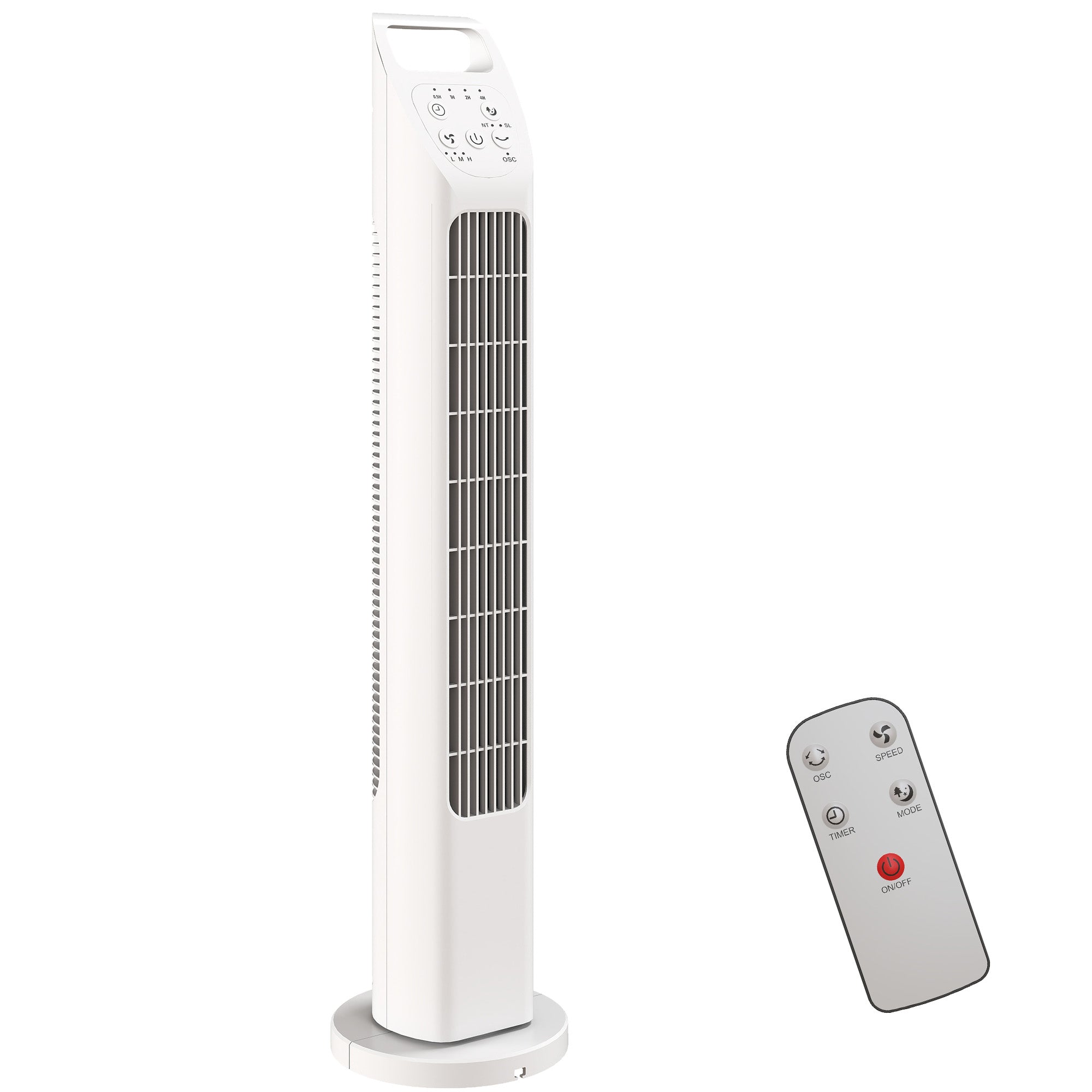 Tårnventilator Med Fjernbetjening, 7,5 Timer, Stille Ventilator Til Soveværelset, Hvid Black Friday Aosom Tilbud