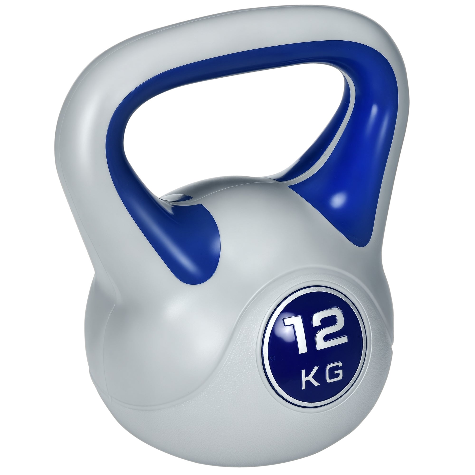 Kettlebell, 12 Kg, Flad Bund, Stort Håndtag, Plastbelægning, Blå, 24 X 17 X 28 Cm Black Friday Aosom Tilbud