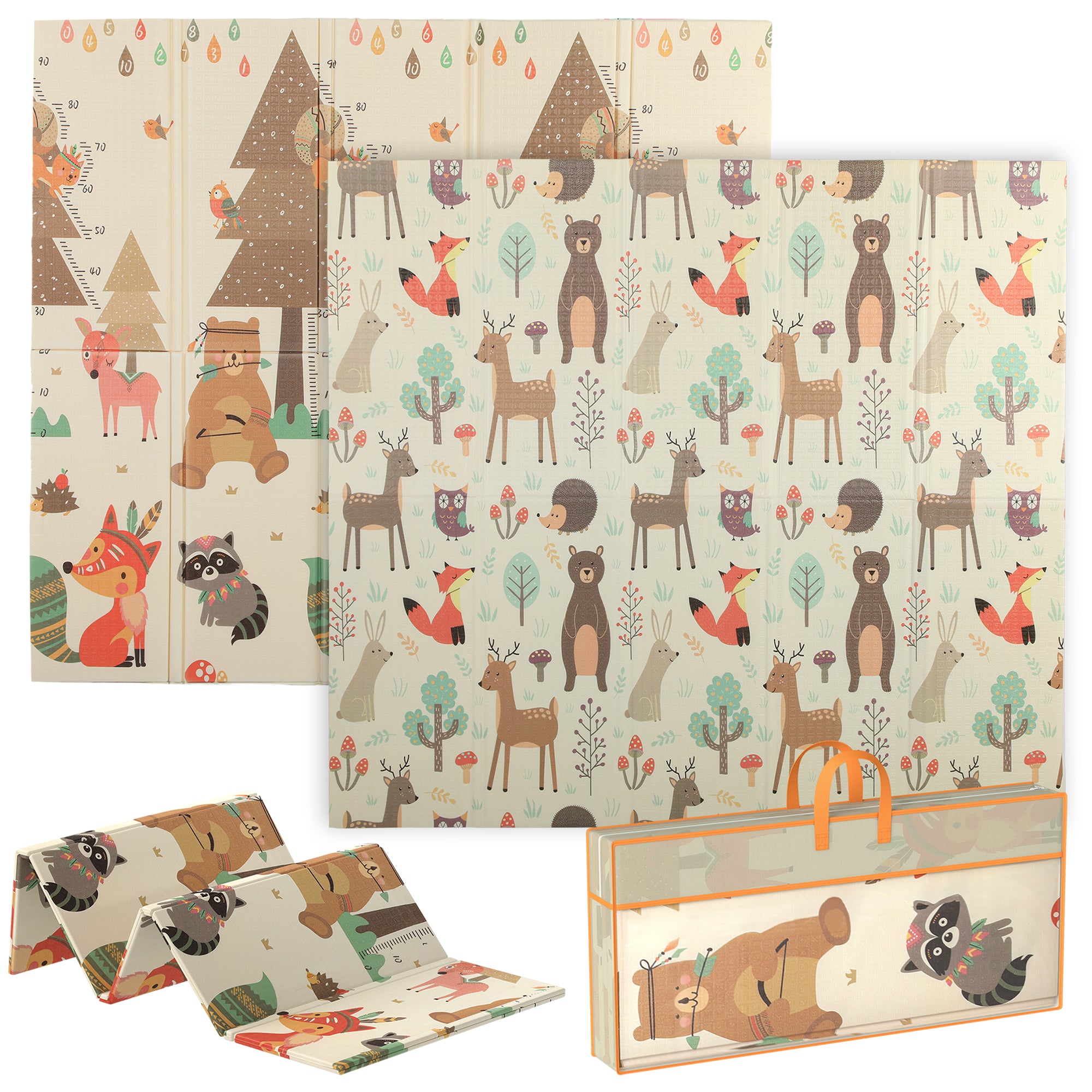 Babylegemåtte 196 X 176 X 1,5 Cm Foldbar Dobbeltsidet Kravlemåtte Flerfarvet Black Friday Aosom Tilbud