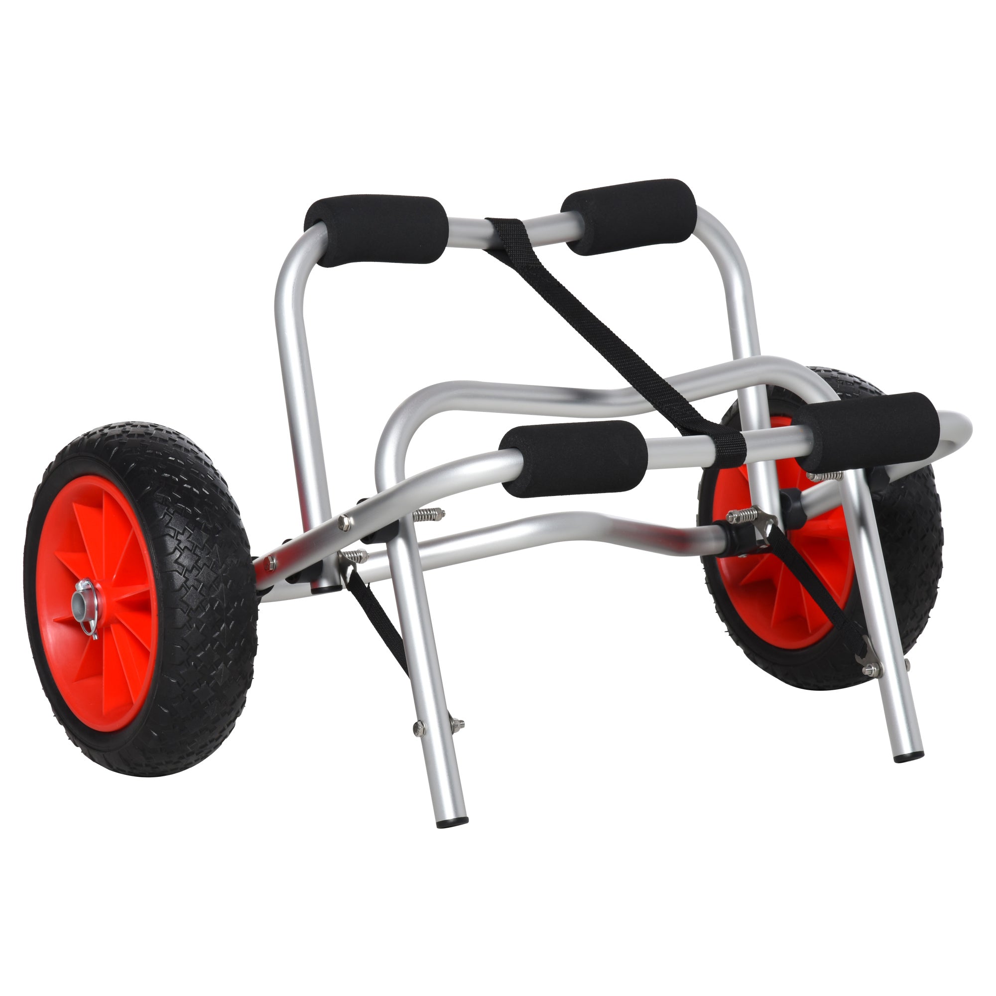 Aluminium Kanovogn, Kajakvogn, Surfvogn, Foldbar Med Rem, Kunstlæderhjul, Sølv, Op Til 75 Kg, 68 X 44,5 X 40 Cm Black Friday Aosom Tilbud