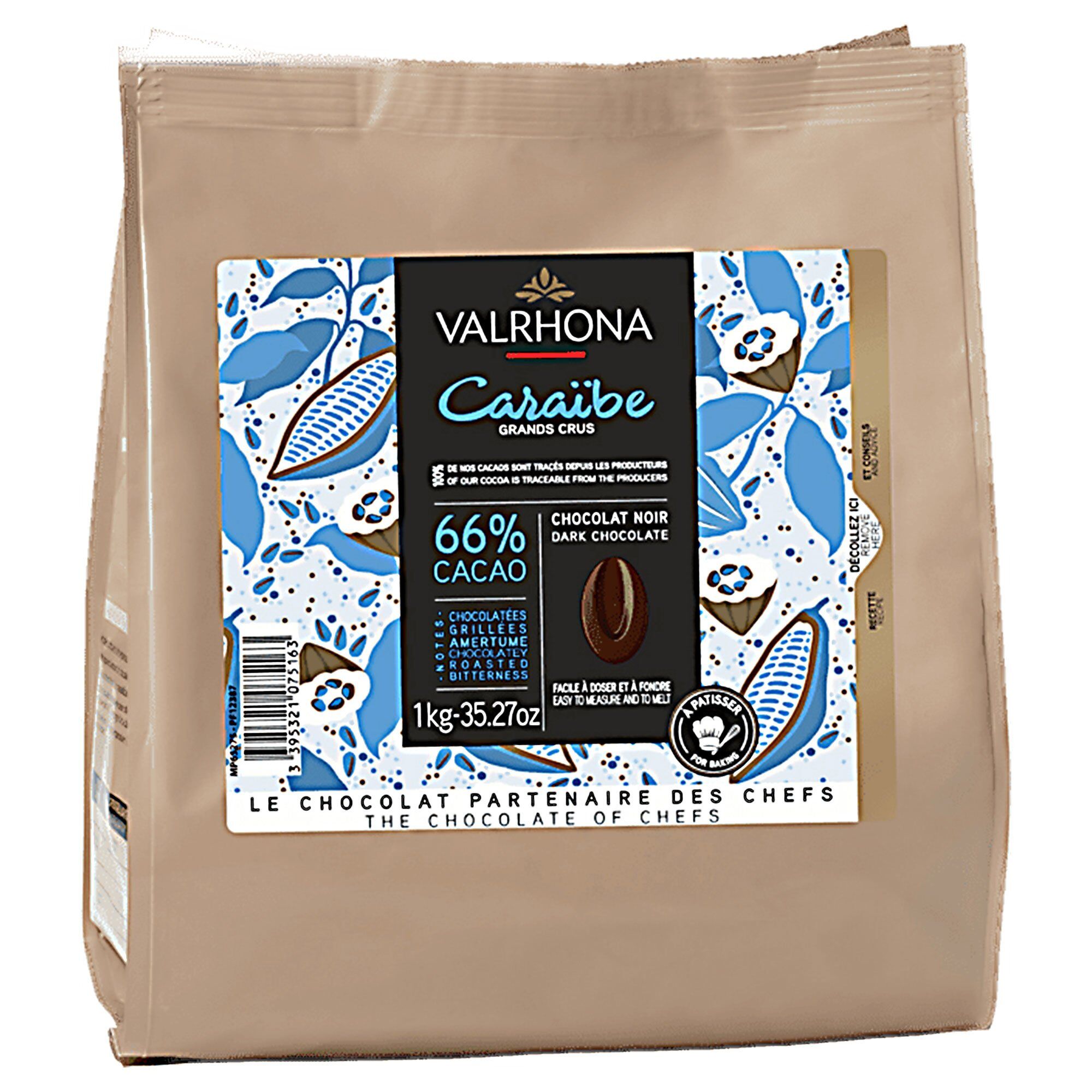 Caraibe 66% Mørk Chokolade, 1 Kg Black Friday Valrhona Tilbud