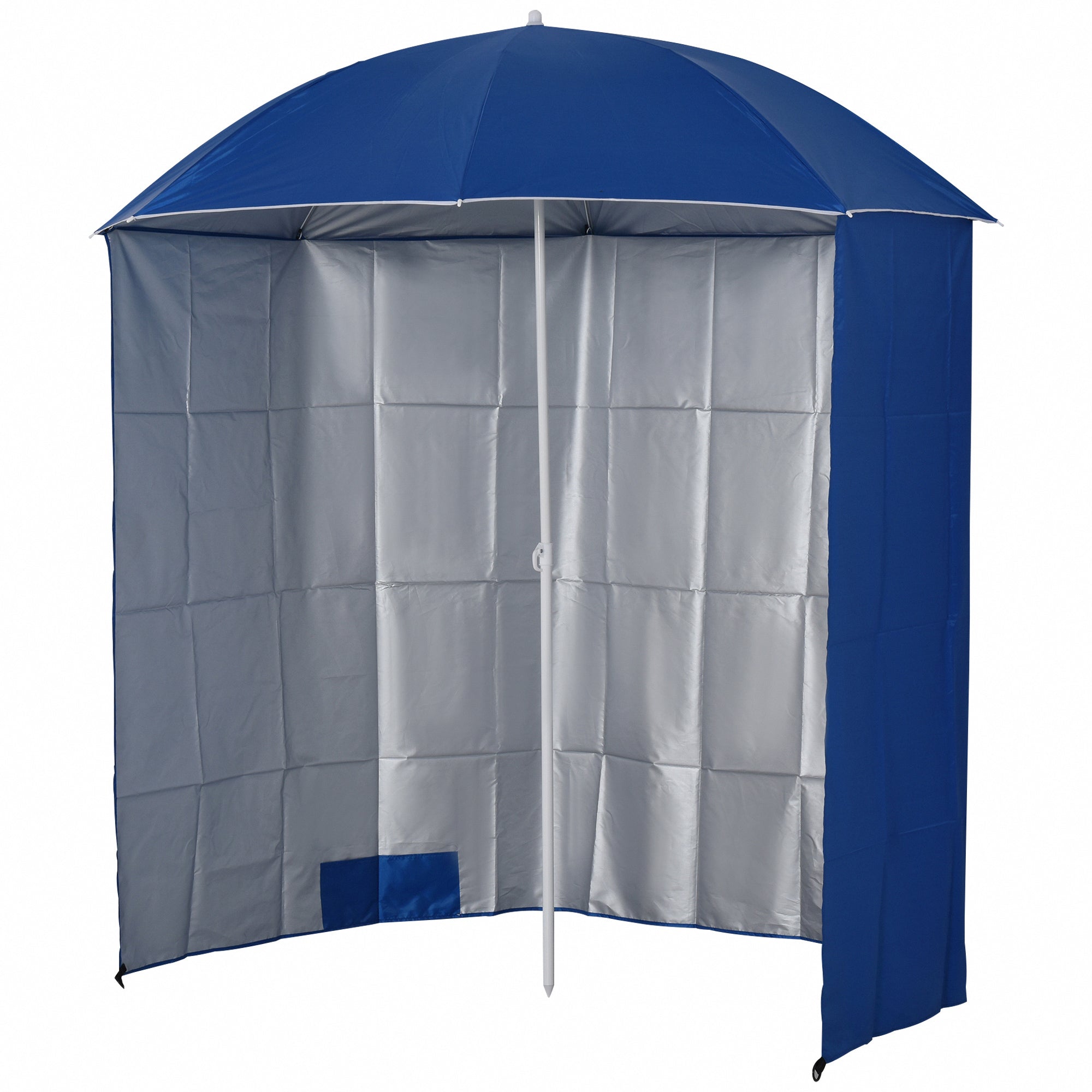 Strandparasol Med Sidepanel, Polyester, Blå, 2,2 X H2,2m Black Friday Aosom Tilbud