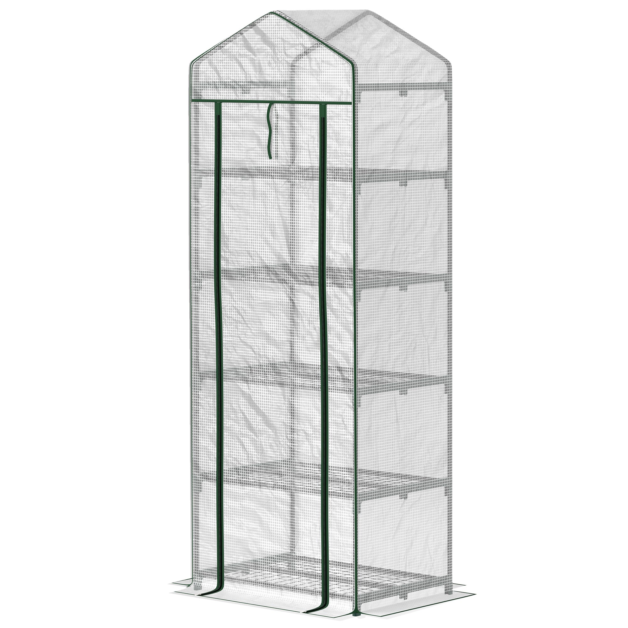 Minidrivhus Til Blomster Eller Grøntsager, Stål, Plastik, 69l X 49b X 193h Cm, Hvid Black Friday Aosom Tilbud