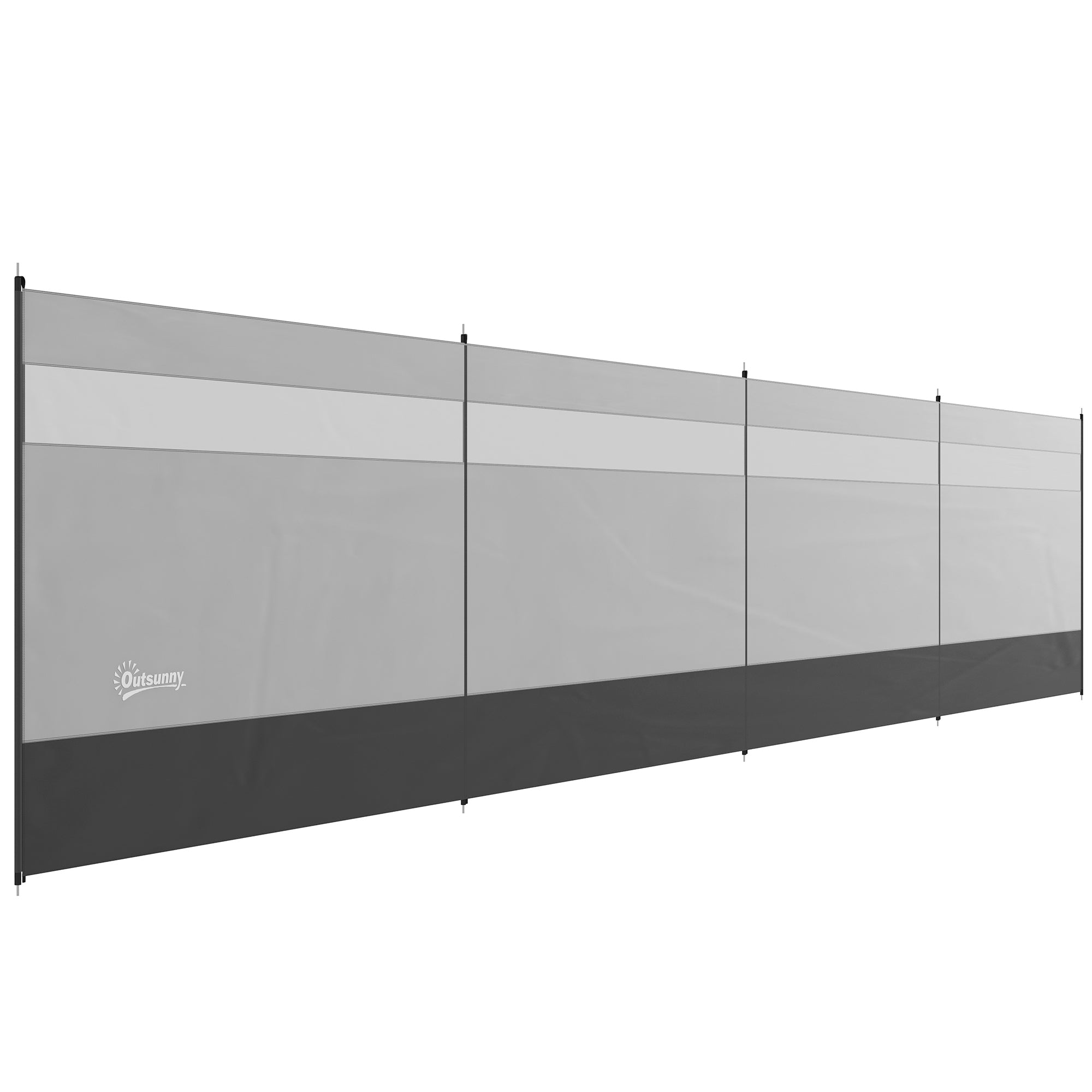Vindskærm Med Vindue Og Bæretaske, Stålstænger, 725x140 Cm, Grå Black Friday Aosom Tilbud