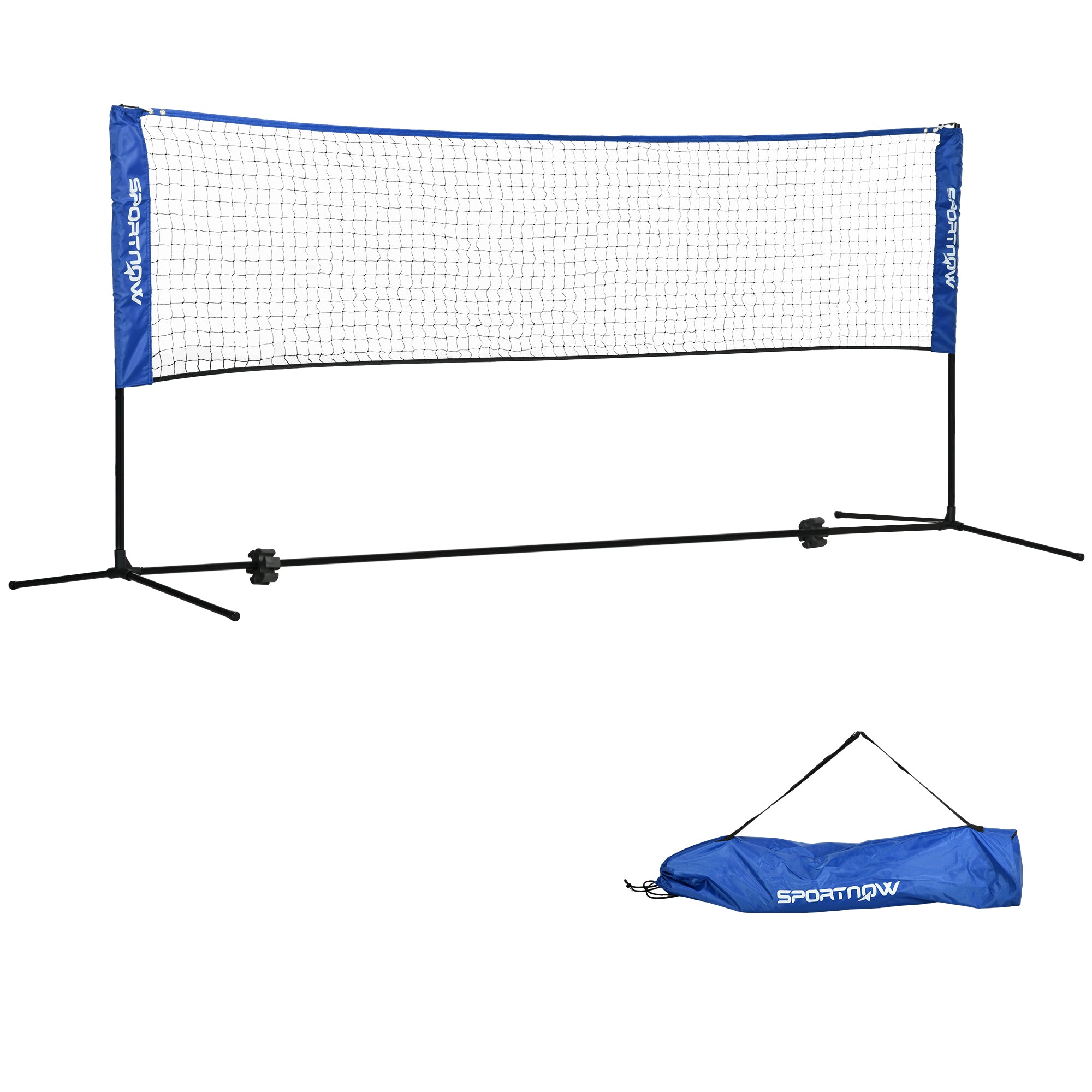 Badmintonnet, Højdejusterbart, Foldbart, Med Bæretaske, 3,10m, Sort Blå Black Friday Aosom Tilbud