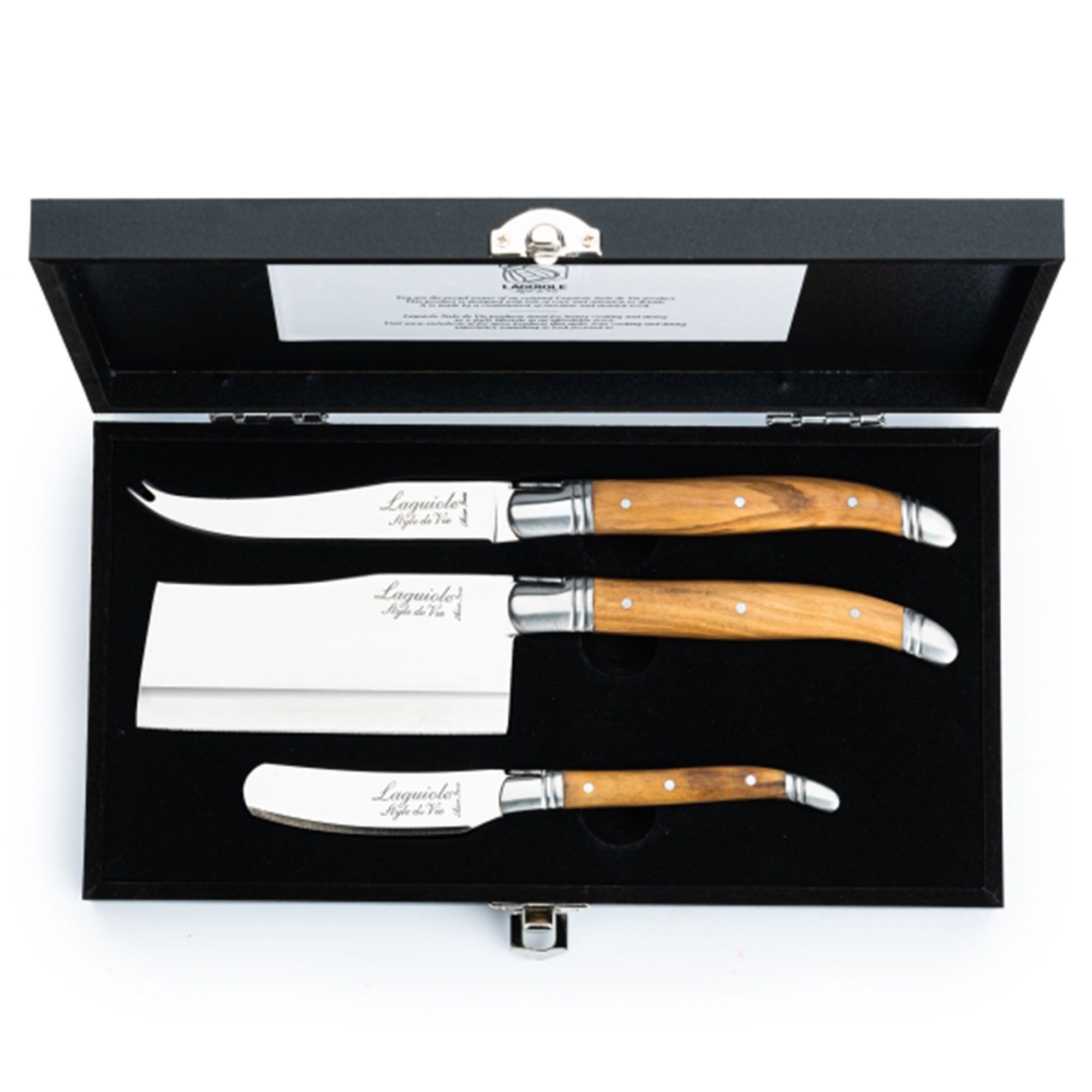 Laguiole Ostknive 3 Stk, Oliventræ Black Friday Laguiole Style De Vie Tilbud