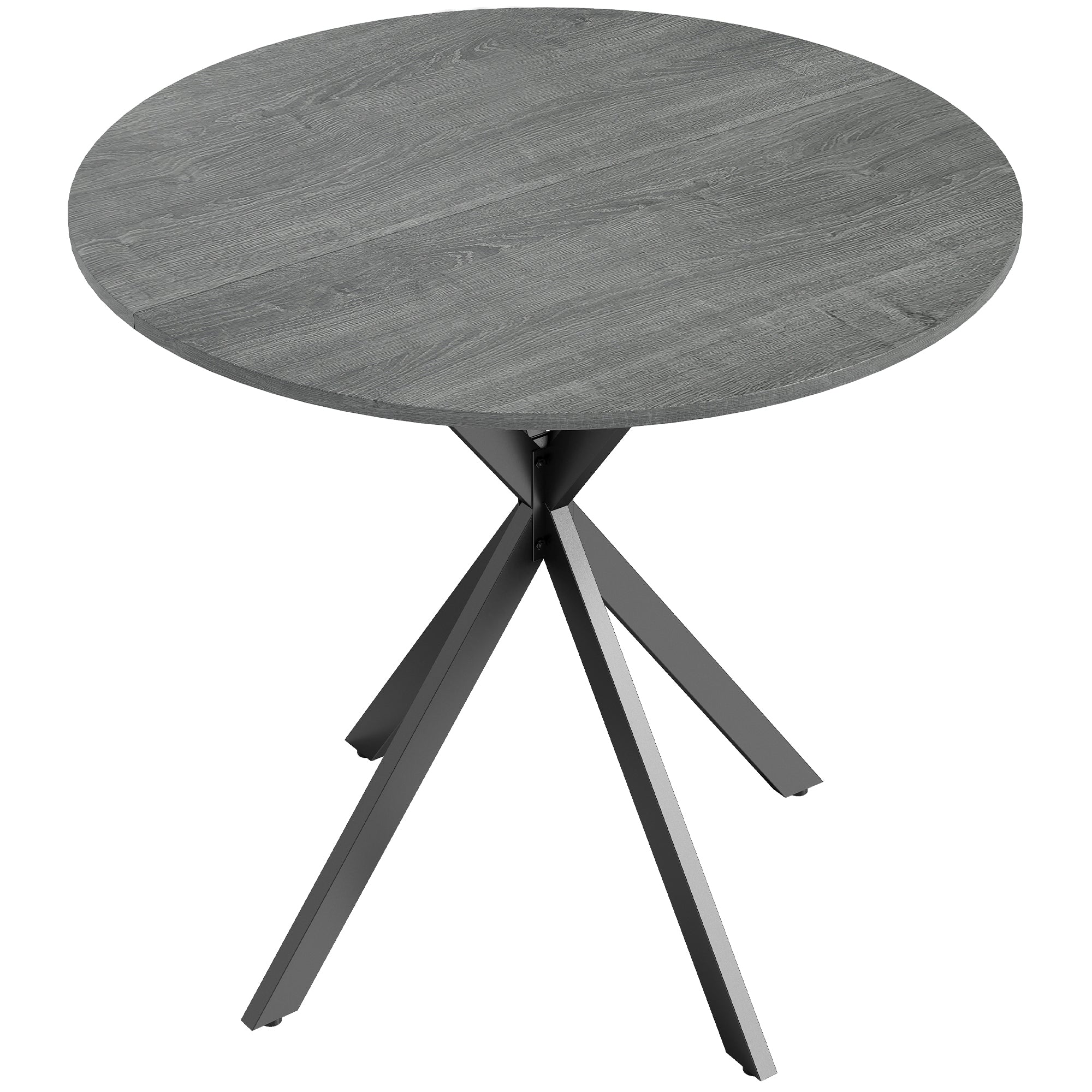 Rundt Køkkenbord, 80 Cm, Kompakt Bordplade, Spånplade, Metal, Grå Black Friday Aosom Tilbud