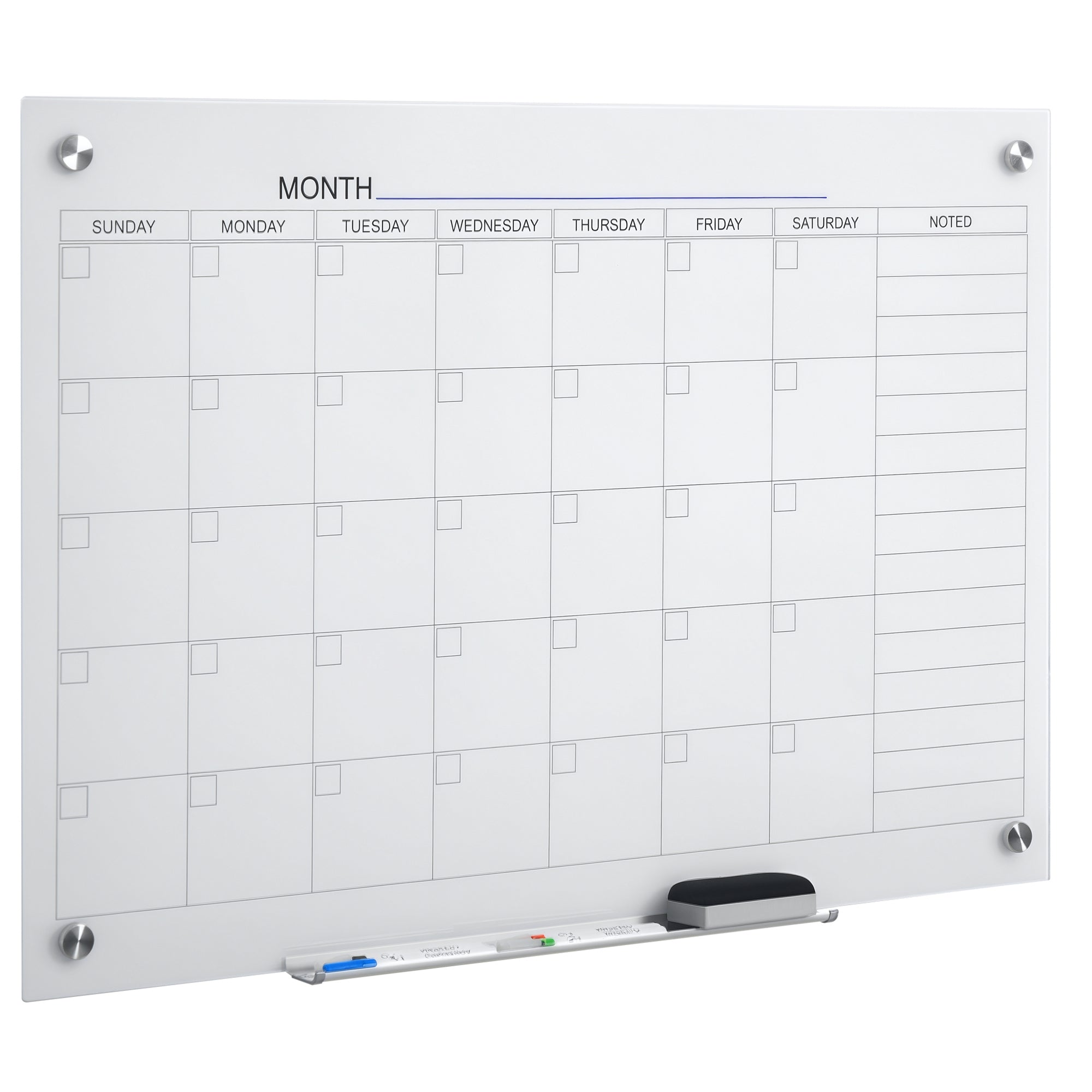 Whiteboard Whiteboardkalender Til Organisering Af Ferieplaner Og Månedlig Planlægning Inklusive 1 Penholder, 4 Tuscher Og Viskelæder 90 X 60 Cm Black Friday Aosom Tilbud