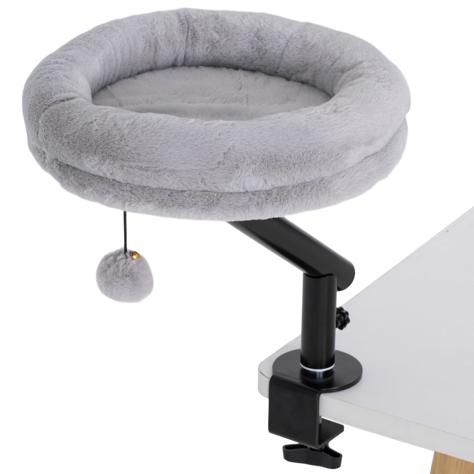 Katteseng Til Skrivebord, Katteseng Til Skrivebord Med 360â° Rotation, Justerbar Højde, Katteseng Med Aftagelig, Maskinvaskbar Seng, Til Katte Under 6 Kg, Hjemmekontor, Grå Black Friday Aosom Tilbud