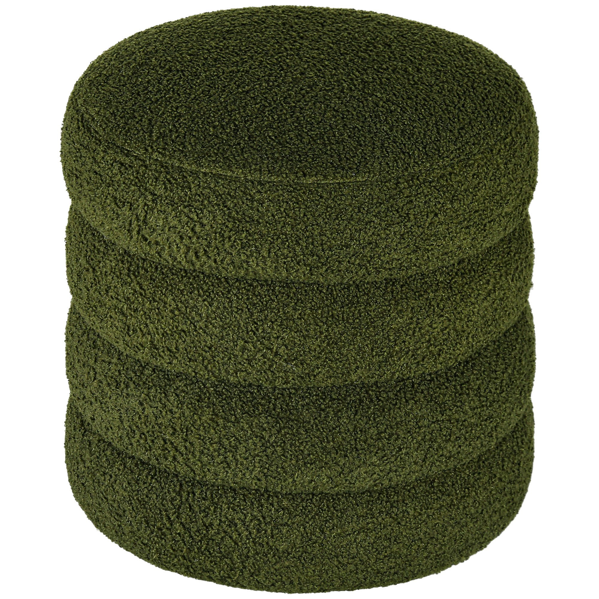 Skammel, Rund, Teddy Fleece, Op Til 120 Kg, ø40x45h Cm, Grøn Black Friday Aosom Tilbud