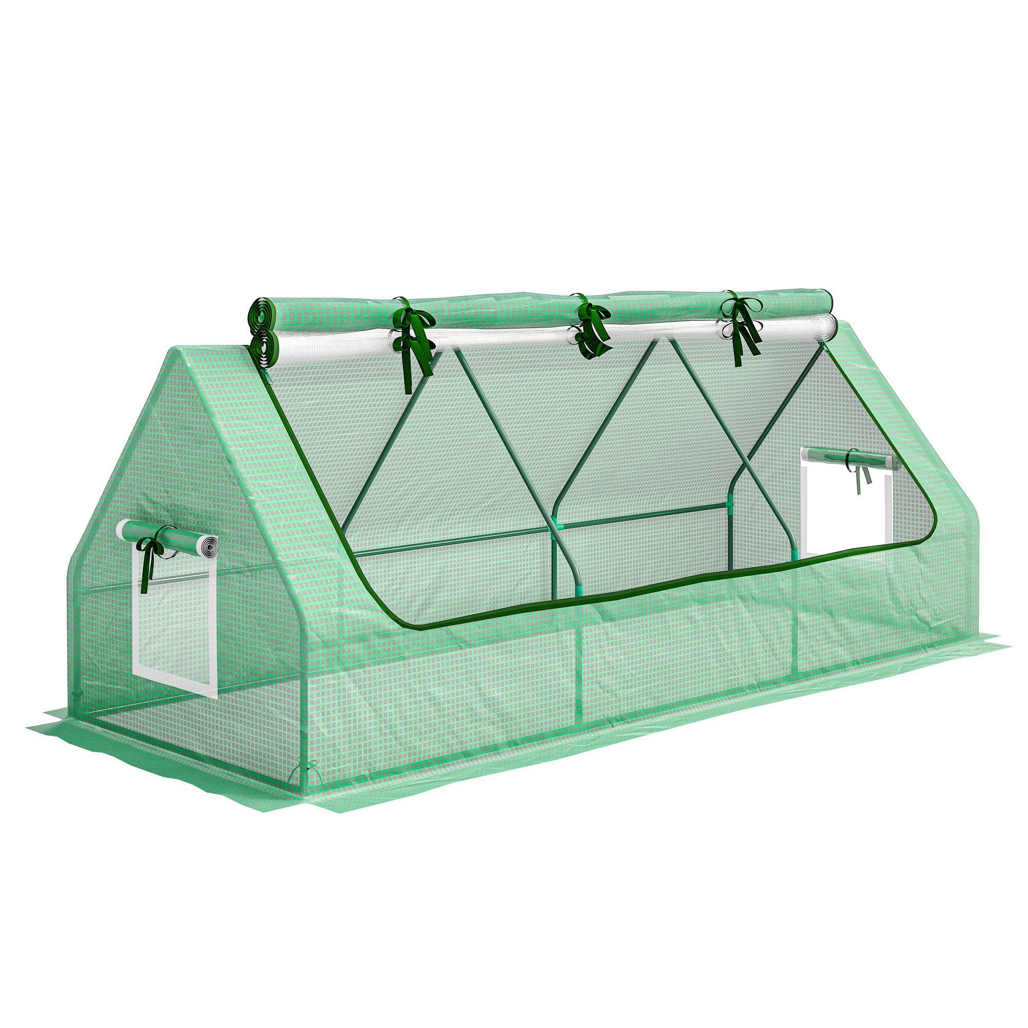 Minidrivhus, Vejrbestandigt, Rullevindue, 240 Cm X 90 Cm X 90 Cm, Grønt Black Friday Aosom Tilbud