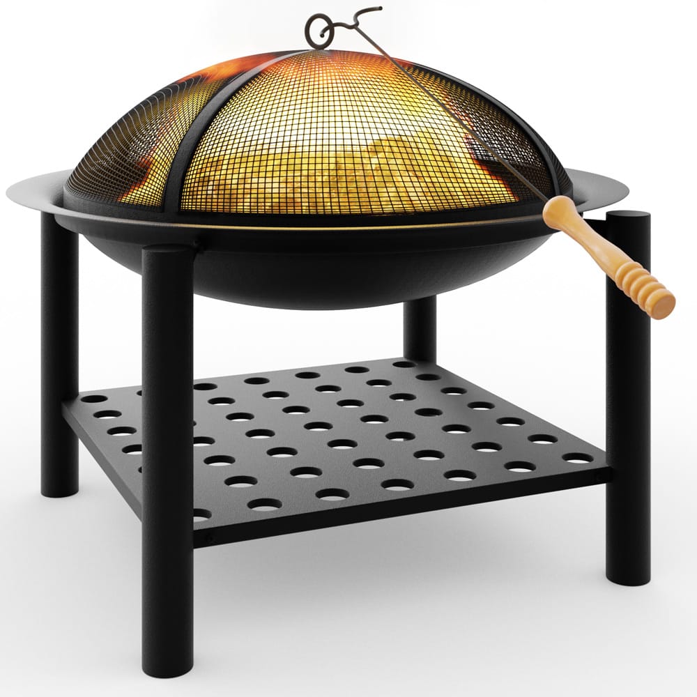 Bålfad Med Låg Og Ildrager   Stål   55 Cm Black Friday Deuba Tilbud