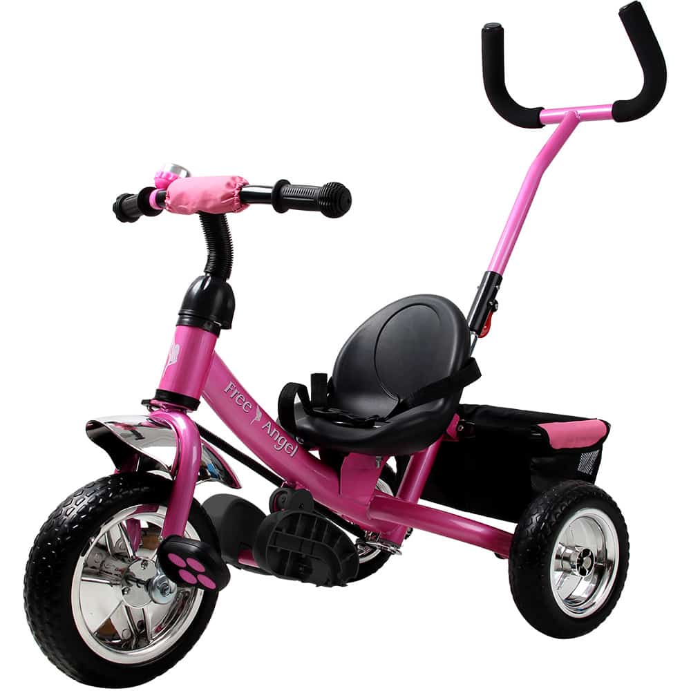 Børne Trehjulet Cykel Free Angel   Metal   Skubbestang   Pink Black Friday Deuba Tilbud
