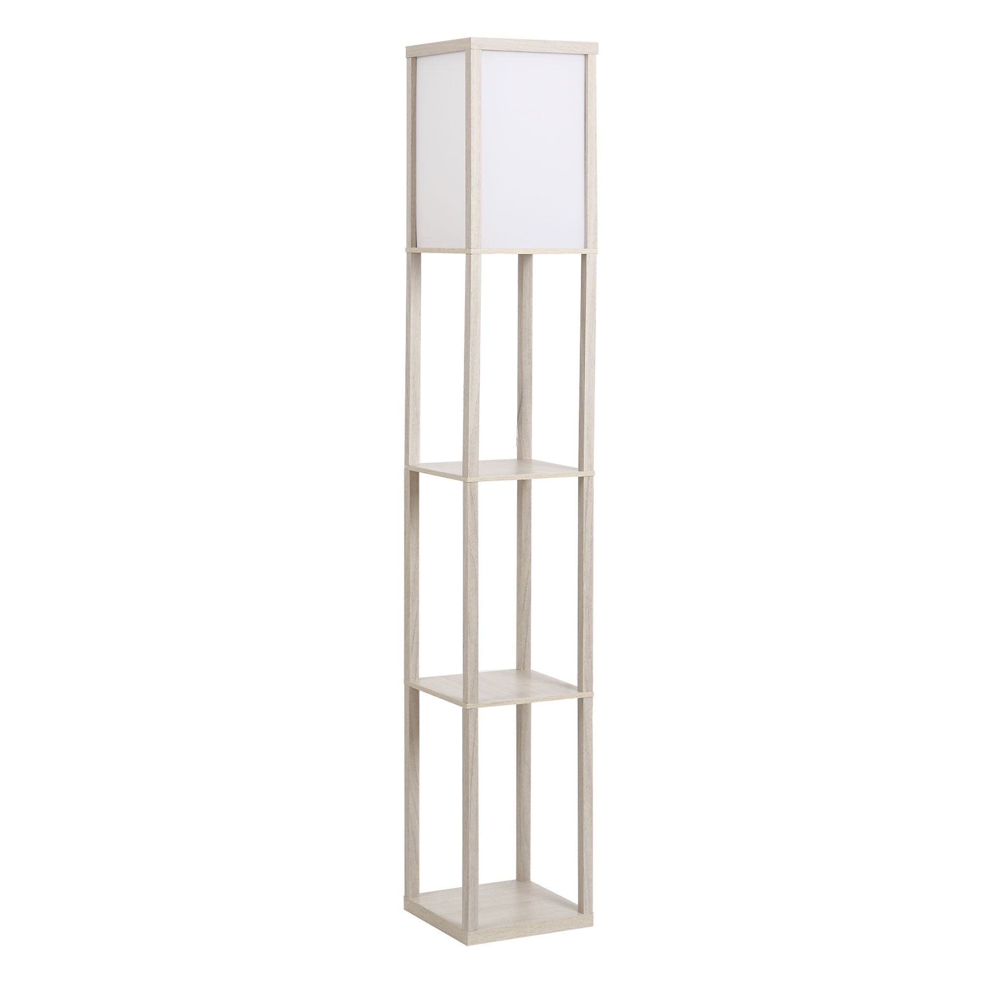 Gulvlampe Med Hylder, Træ, 26 X 26 X 160 Cm, Til Stue Soveværelse (pære Medfølger Ikke) Black Friday Aosom Tilbud