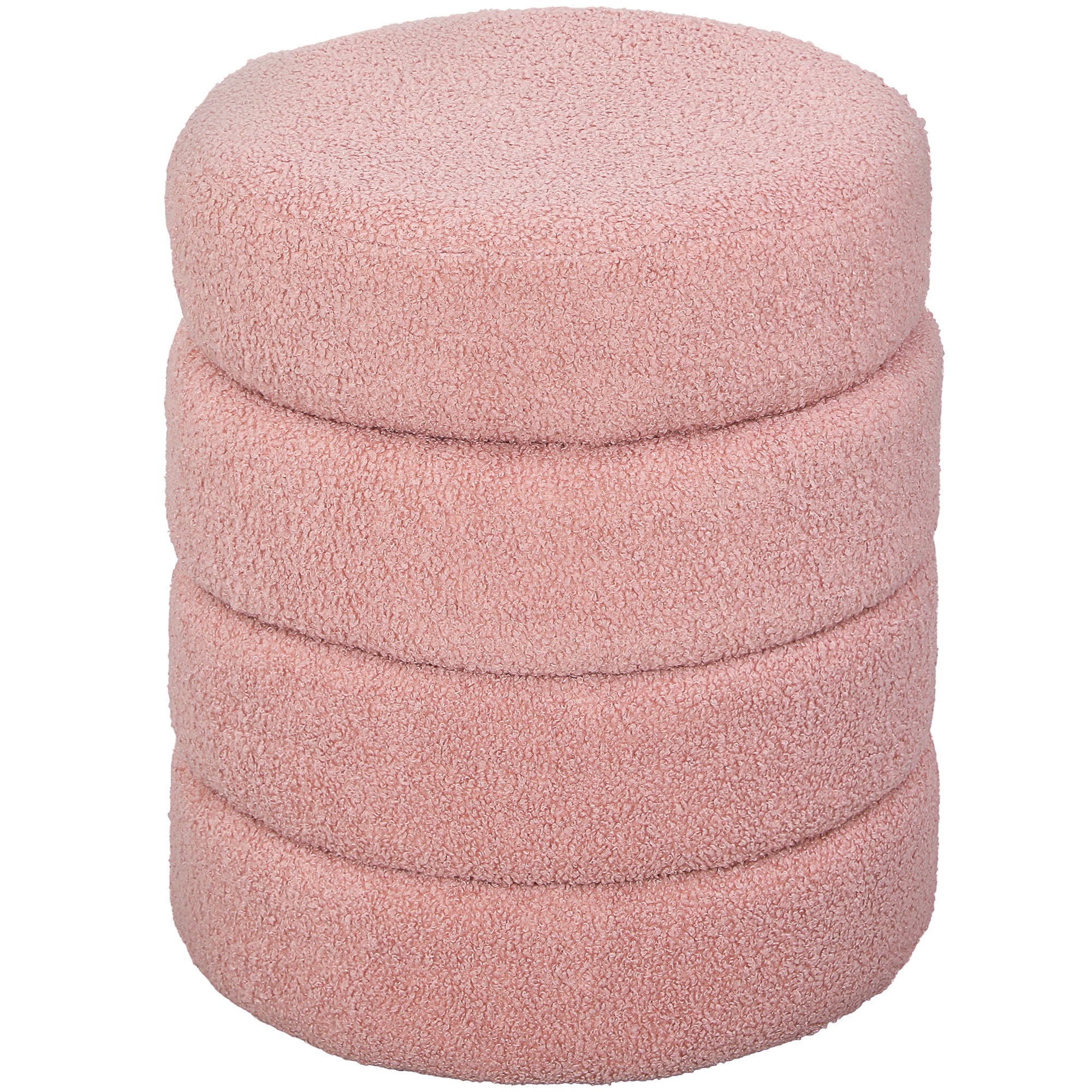 Skammel, Rund, Teddy Fleece, Op Til 120 Kg, ø40x45h Cm, Pink Black Friday Aosom Tilbud