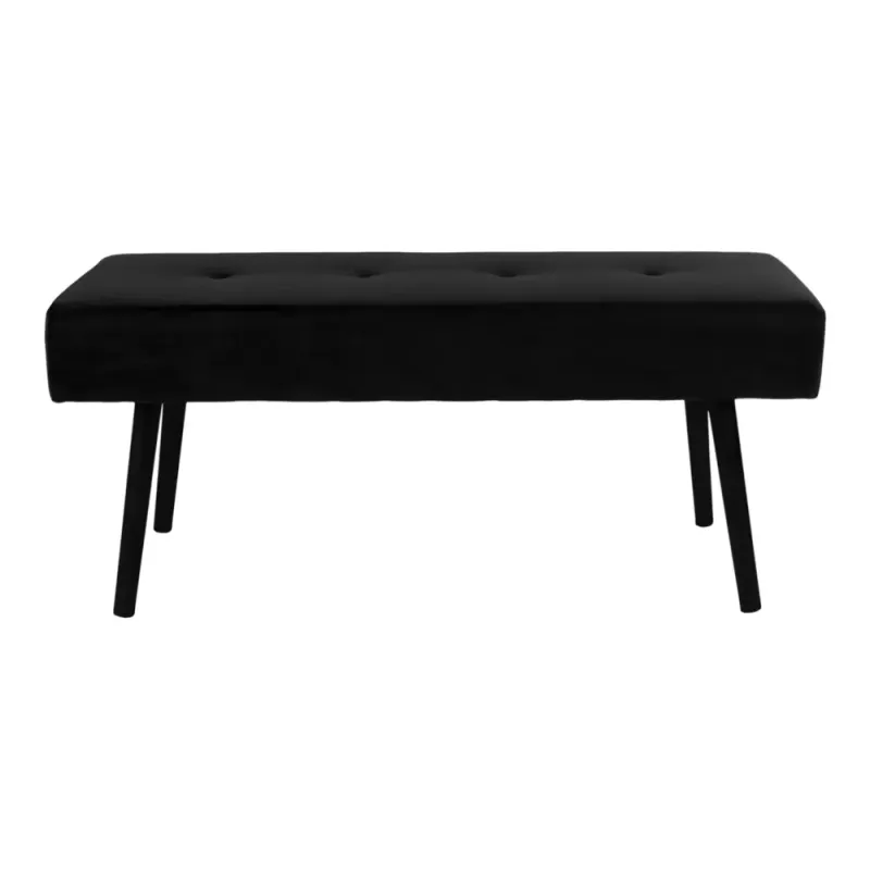 Bænk I Sort Velour Med Sorte Ben Hn1207   1401009 Black Friday Homeshop Tilbud