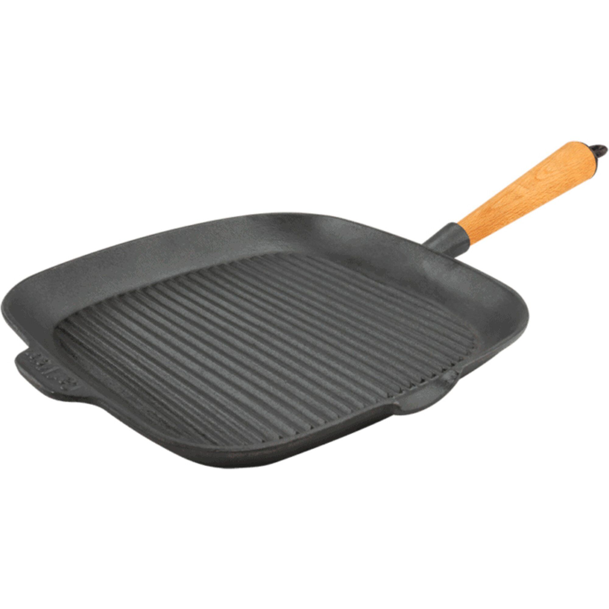 Grillpande I Støbejern 28x28 Cm, Håndtag Af Bøg Black Friday Carl Victor Tilbud