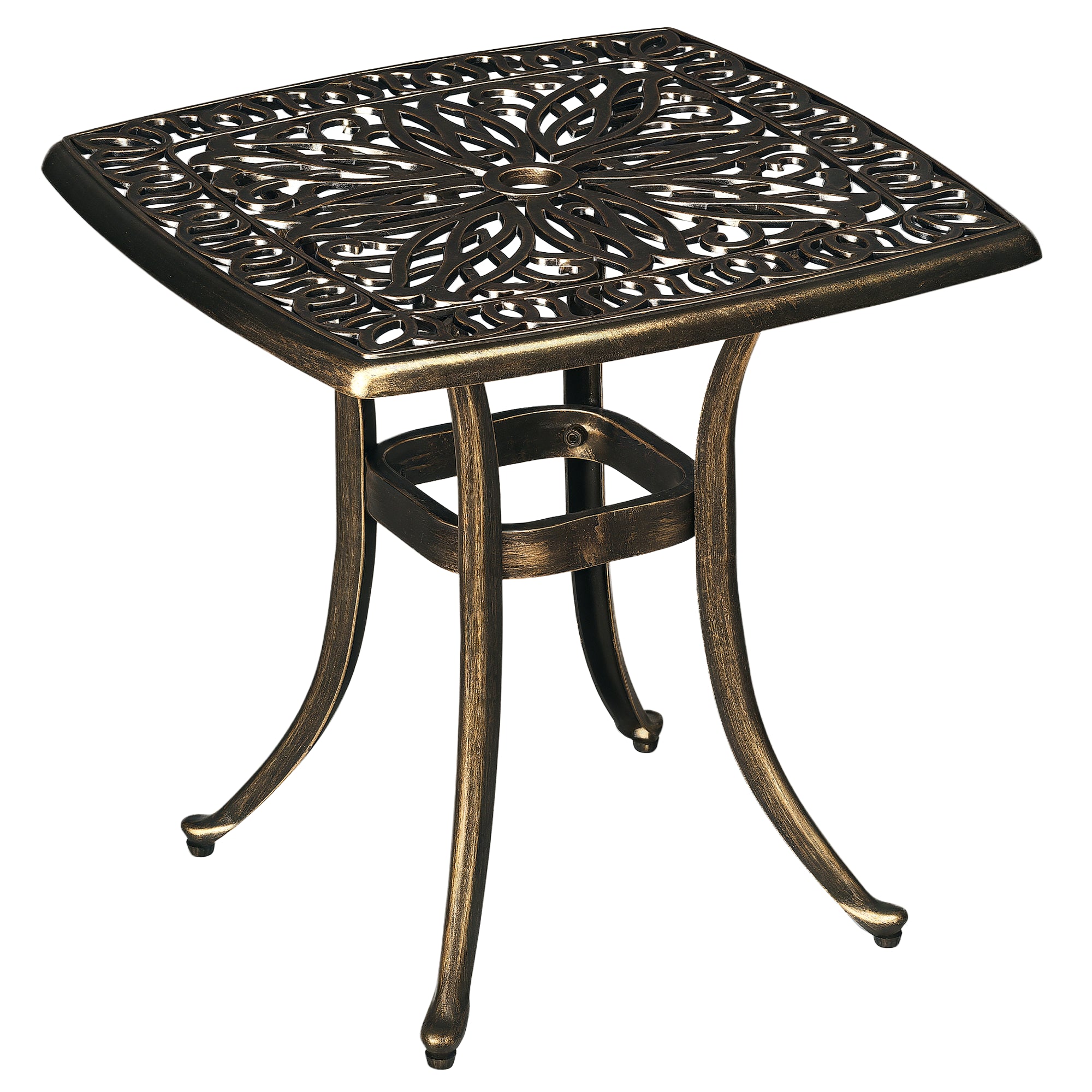 Havebord, Dekorativt Vintage Design, Med Parasolhul, Støbt Aluminium, Farve: Bronze, 54 X 54 X 52,5 Cm Black Friday Aosom Tilbud