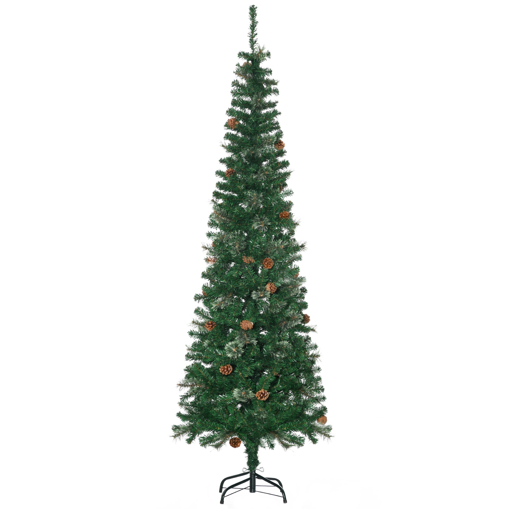 Kunstigt Juletræ, Slankt, Kogledesign, Flammehæmmende, 54 X 195 Cm, Grønt Black Friday Aosom Tilbud