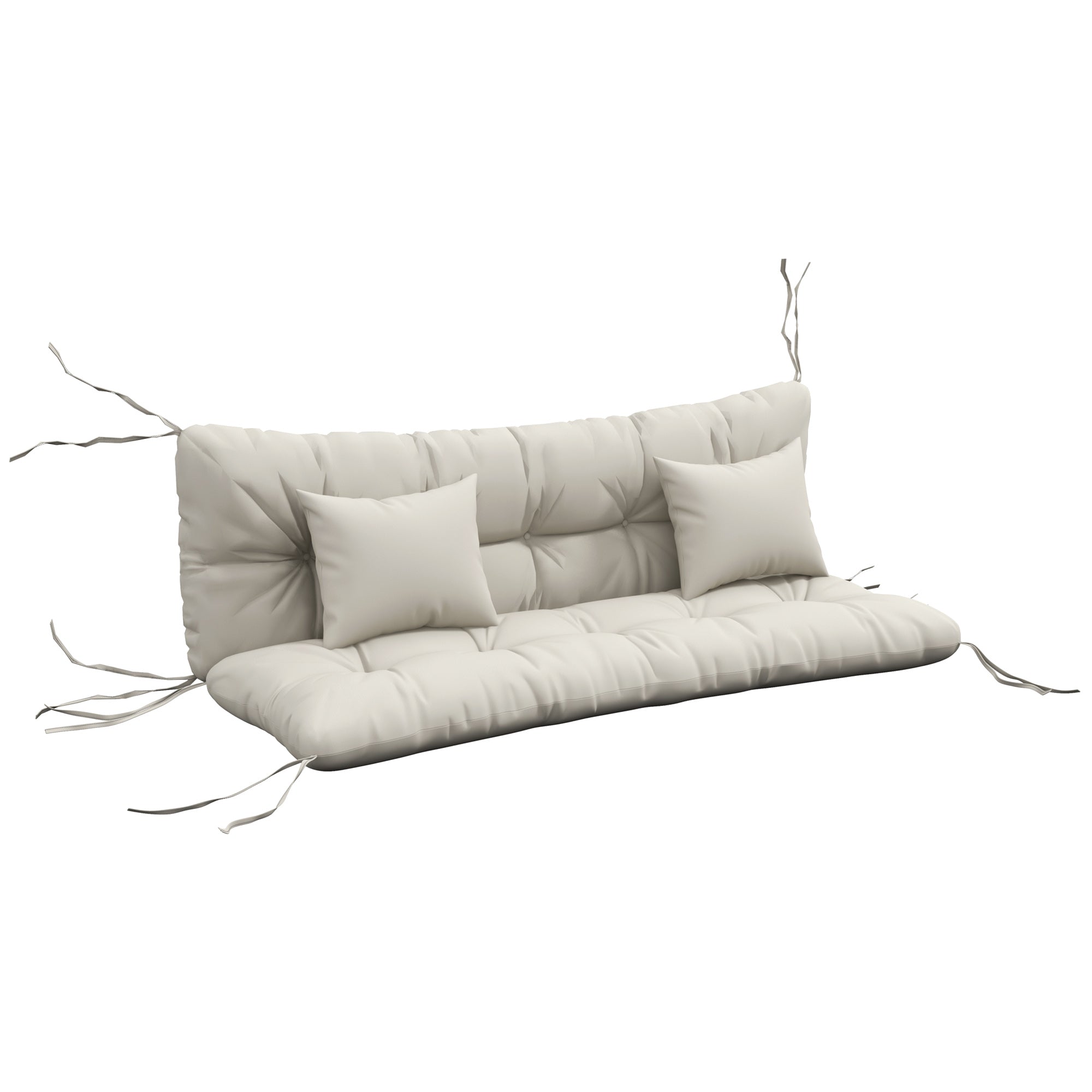 Sæt Med 4 Siddehynder, 150x50 Cm, Vandafvisende Stolehynder Med Bånd, 10 Cm Tykke, Cremehvid Black Friday Aosom Tilbud
