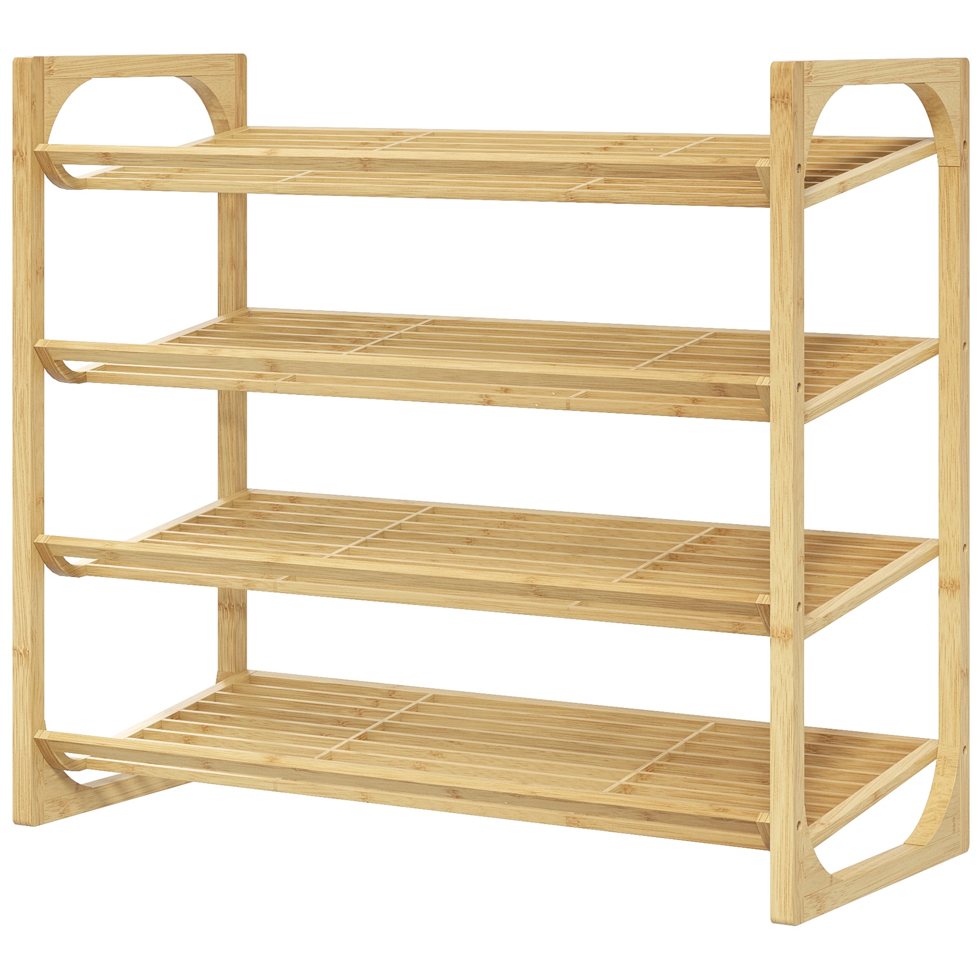 Skohylde I Bambus, 15,5 Cm Hyldehøjde, Ventileret Lameldesign, 76 X 33 X 67 Cm, Naturlig Trælook Black Friday Aosom Tilbud