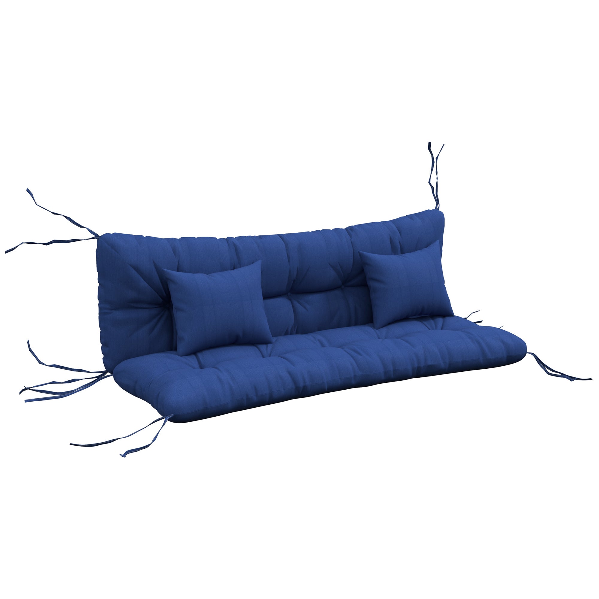 Sæt Med 4 Siddehynder, 150x50 Cm, Vandafvisende Stolehynder Med Bånd, 10 Cm Tykke, Marineblå Black Friday Aosom Tilbud