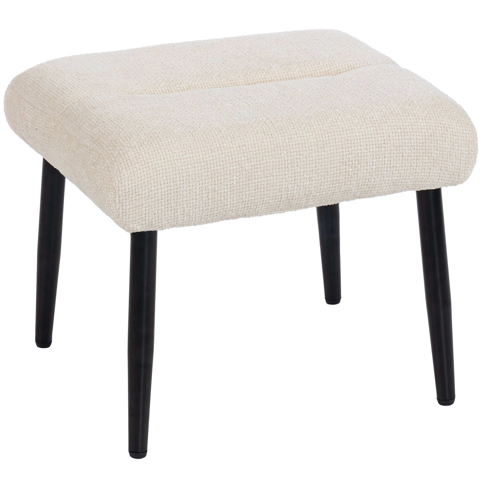 Fodskammel Med Blød Sædehynde, Stålben, Chenillestof, 45 X 41 X 38 Cm, Cremehvid Black Friday Aosom Tilbud