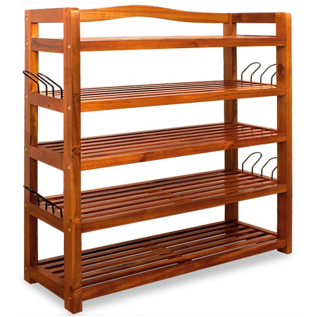 Skoreol I Akacietræ Med 5 Hylder, 64x26x82 Cm, Naturfarvet Black Friday Deuba Tilbud