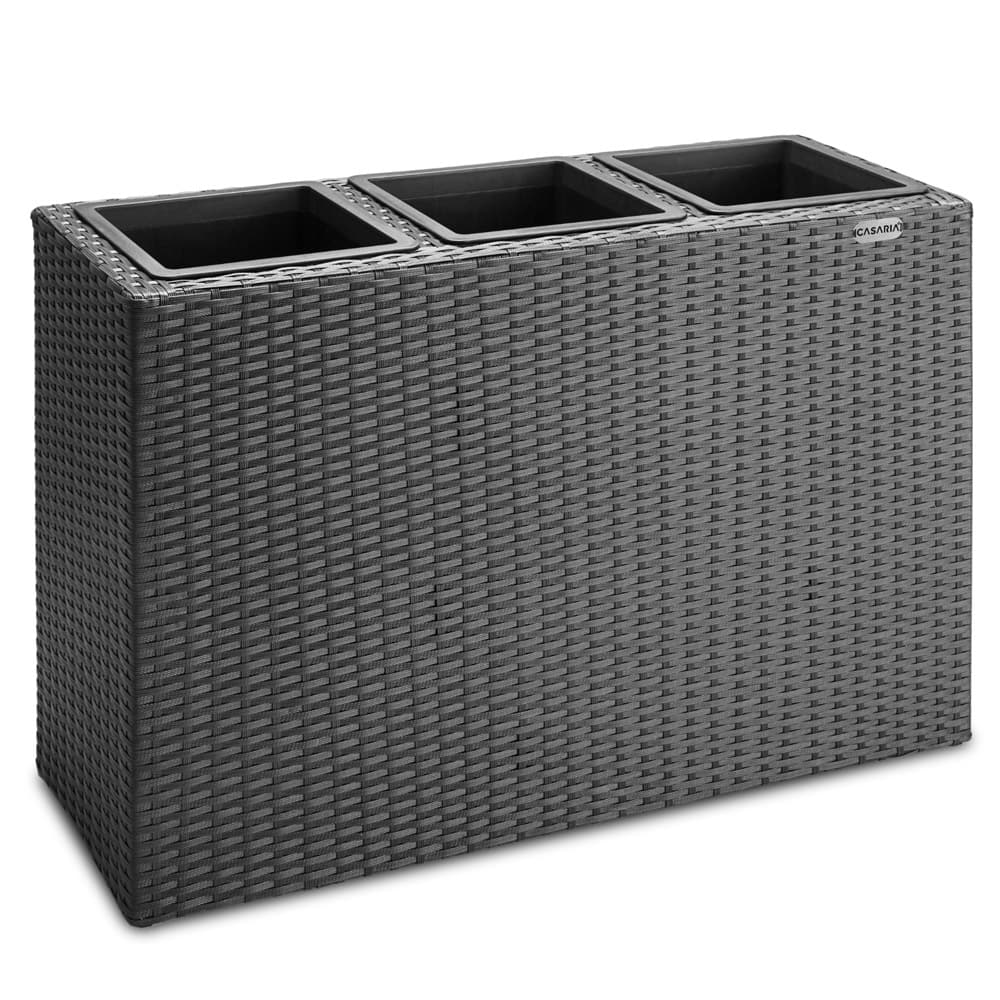 Blomsterkasse Polyrattan, 3 Potter, 83x30,5x60 Cm, Sort Black Friday Deuba Tilbud