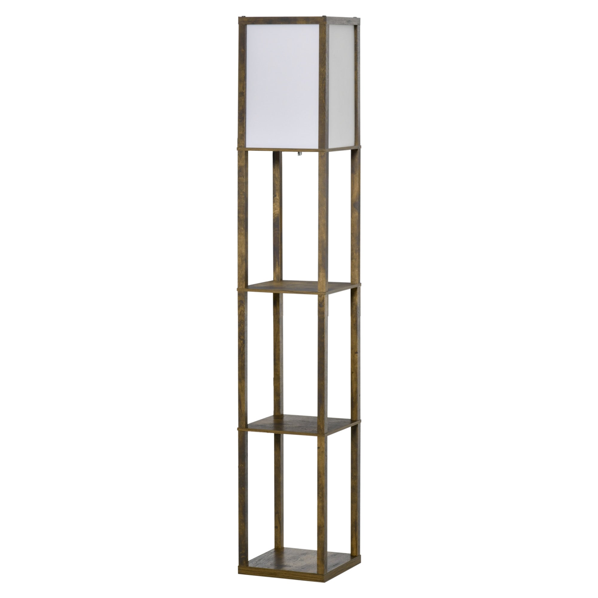 Gulvlampe Med Hylder, Træ, 26 X 26 X 160 Cm, Til Stue Soveværelse (pære Medfølger Ikke) Black Friday Aosom Tilbud