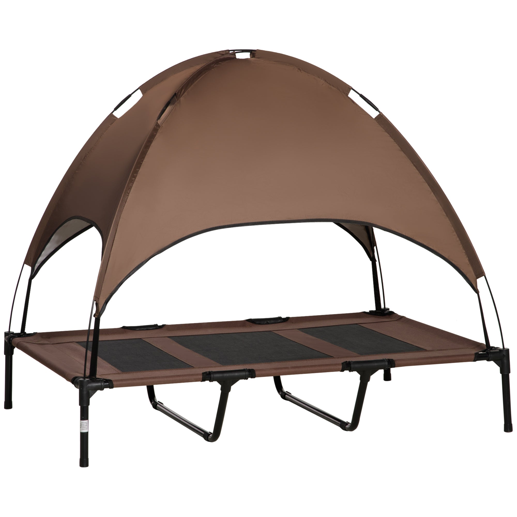 Forhøjet Hundeseng Med Baldakin, Kæledyrsseng, Udendørs Hundelig Med Tag, åndbar, Taffetastof Til Camping, Kaffe, 122 X 92 X 108 Cm Black Friday Aosom Tilbud